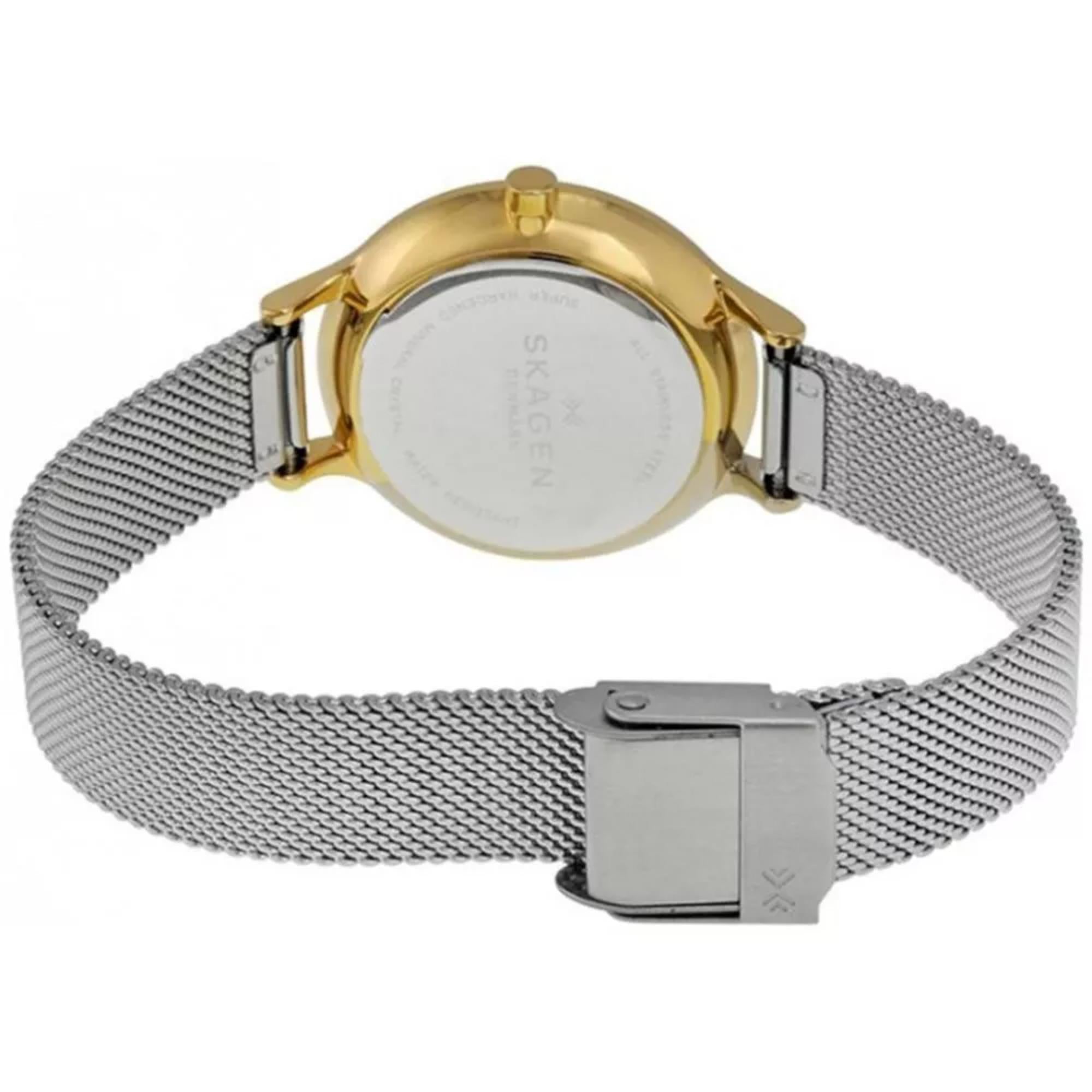Skagen Anita Lille Two-Tone Steel Mesh White Silver Women’s Watch SKW2340