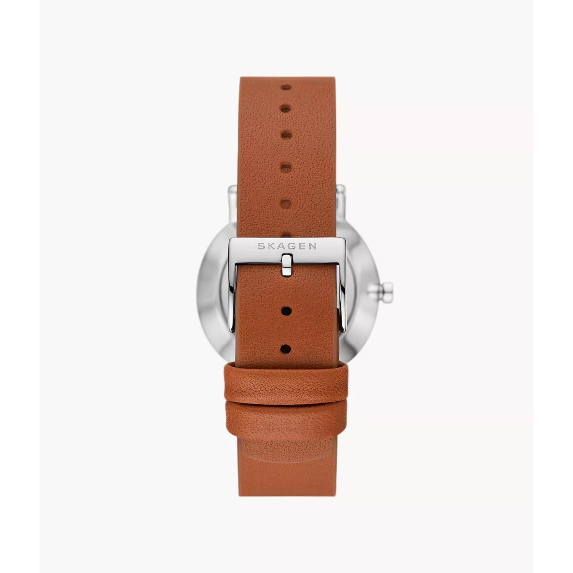 Skagen Kuppel Lille Sub-Second Brown Leather White Dial Women’s Watch SKW3103