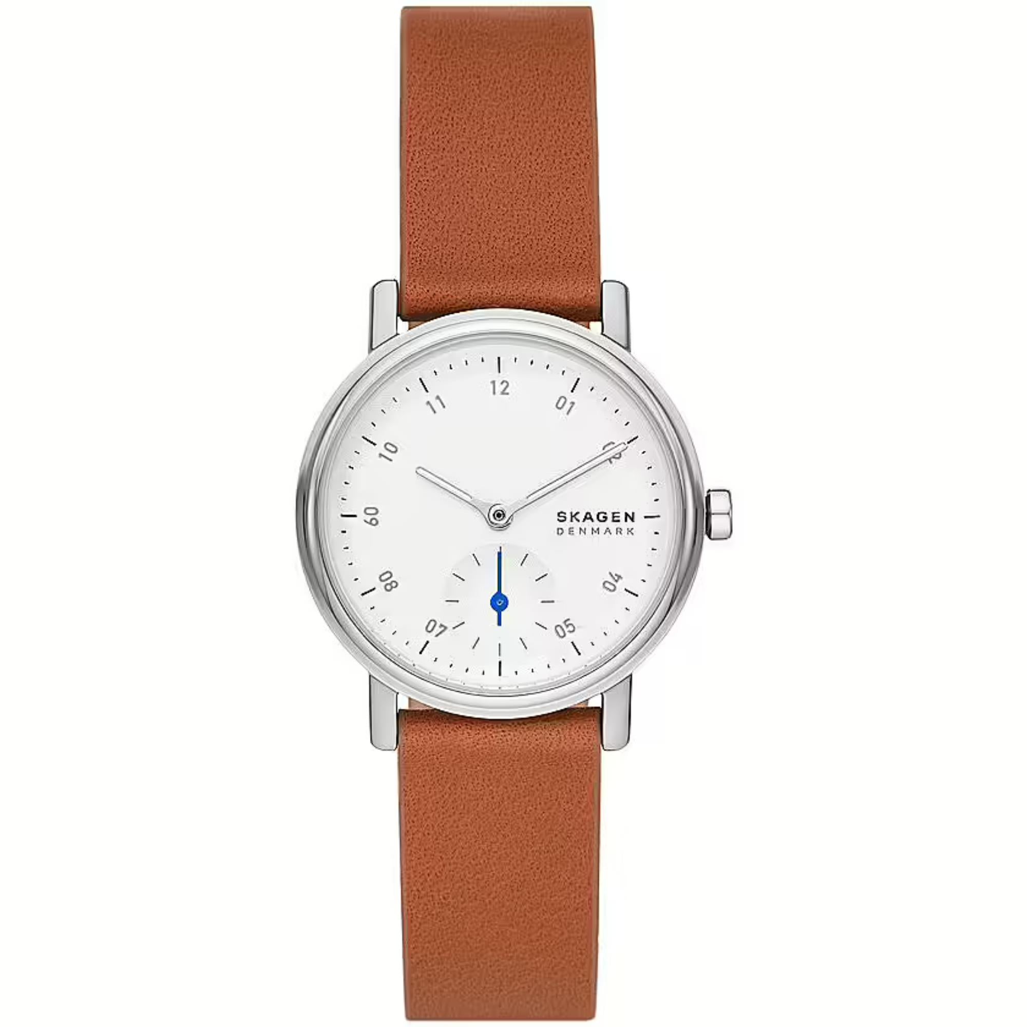 Skagen Kuppel Lille Sub-Second Brown Leather White Dial Women’s Watch SKW3103