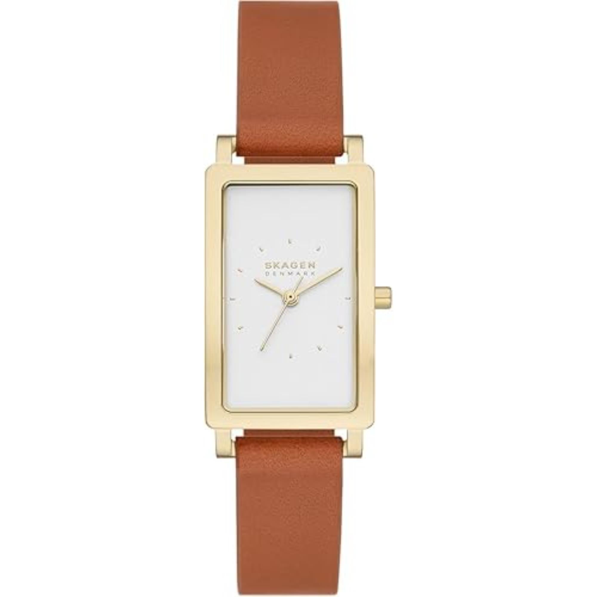 Skagen Hagen Lille Three-Hand Brown Leather Tank Watch SKW3097