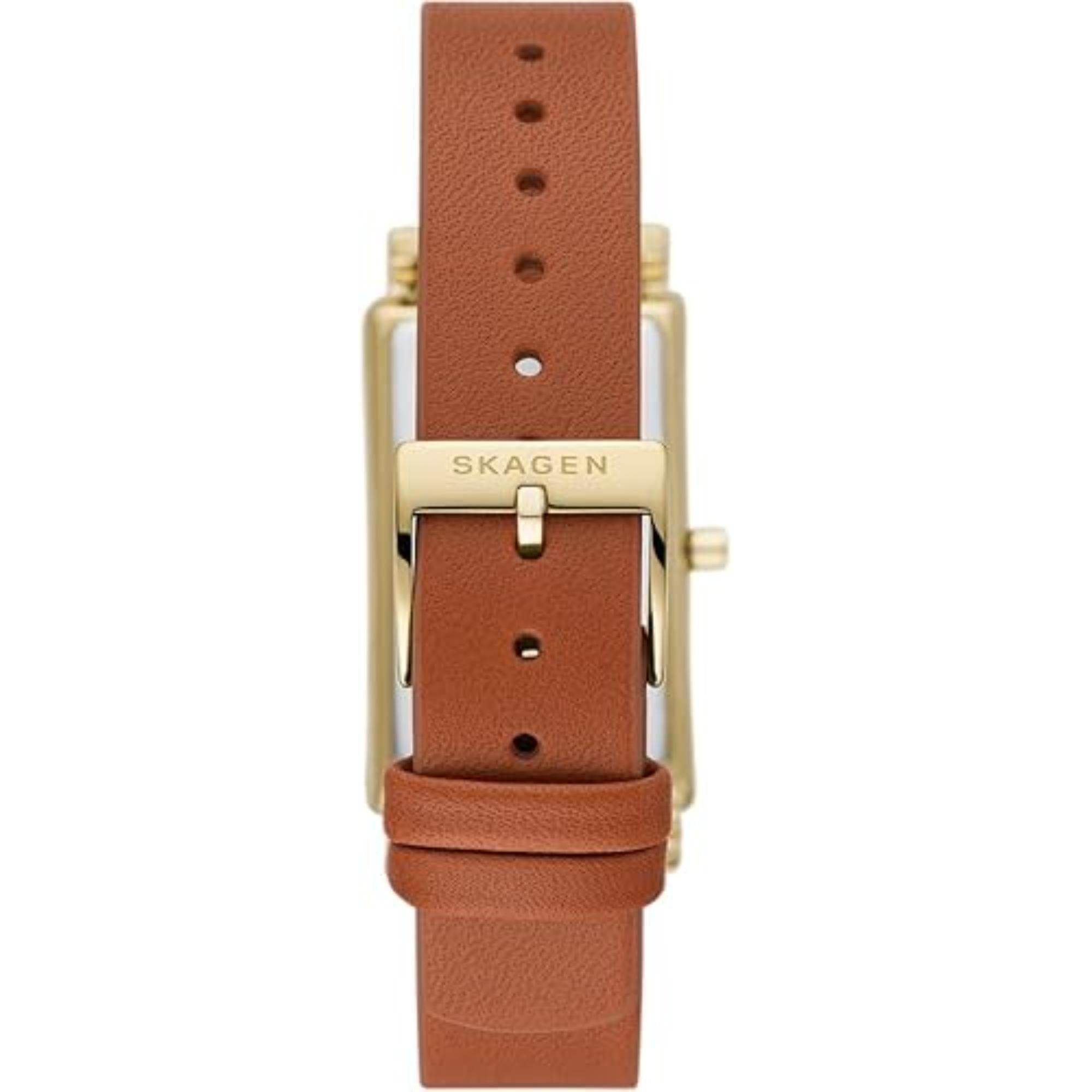 Skagen Hagen Lille Three-Hand Brown Leather Tank Watch SKW3097