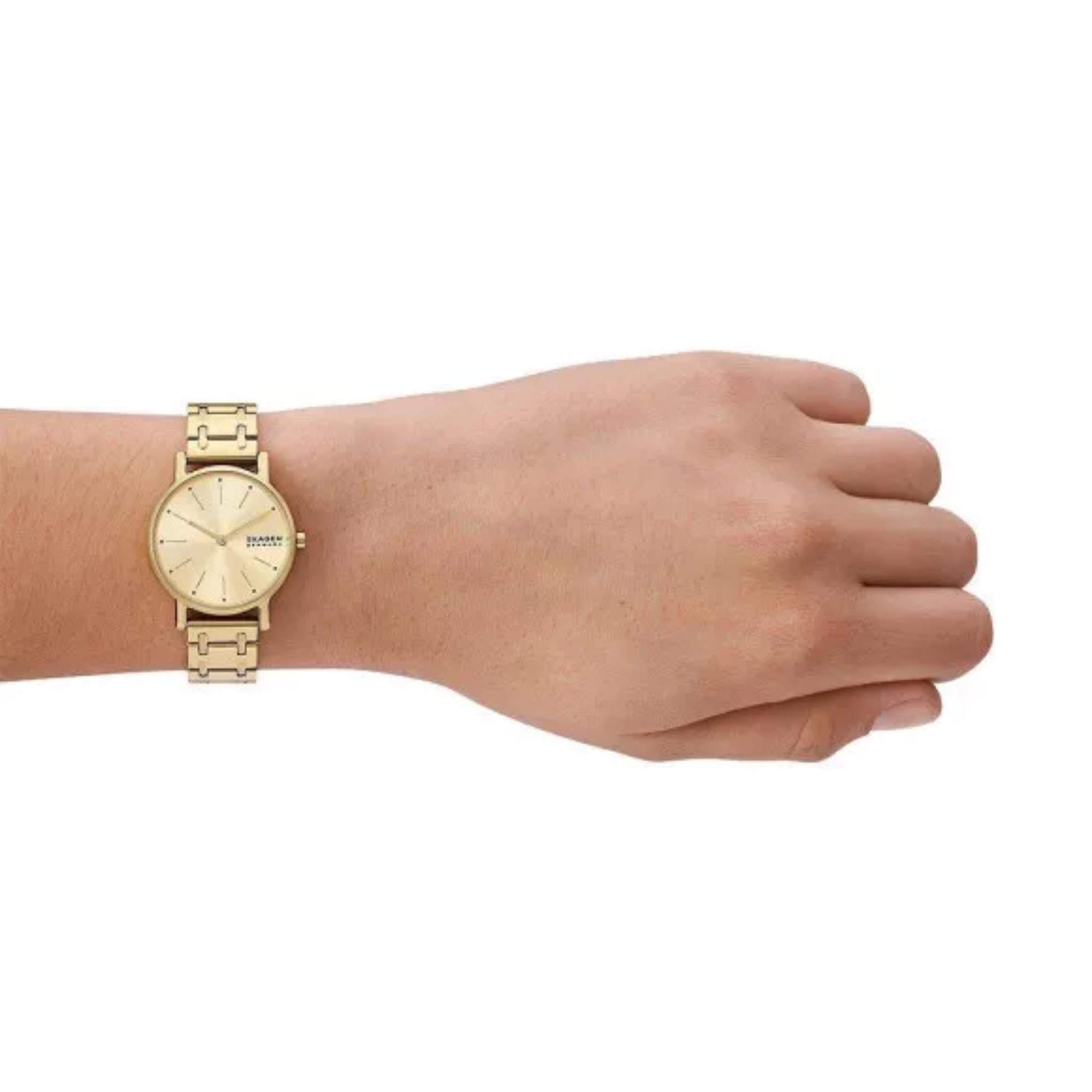 Skagen Signatur Lille Gold Stainless Steel Bracelet Gold Dial Women’s Watch SKW3124