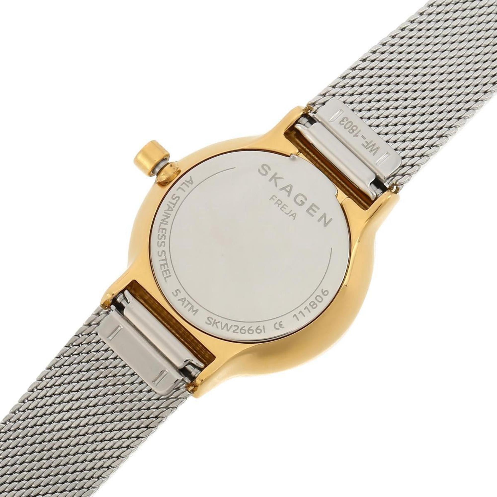 Skagen Freja Lille Two-Tone Steel Mesh White Silver Dial Women’s Watch SKW2666