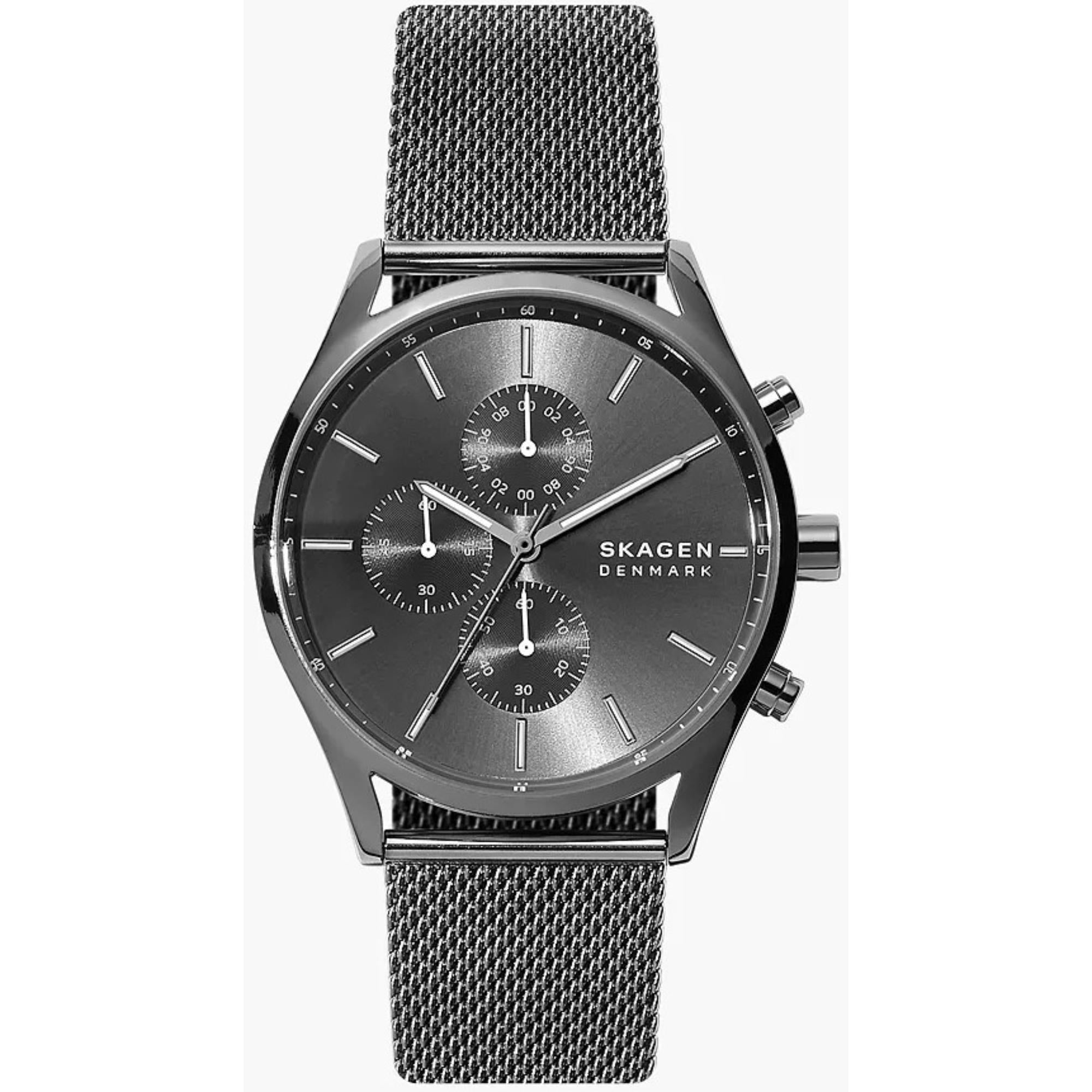 Skagen Holst Chronograph Charcoal Steel Mesh Strap Charcoal Dial Men’s Watch SKW6608