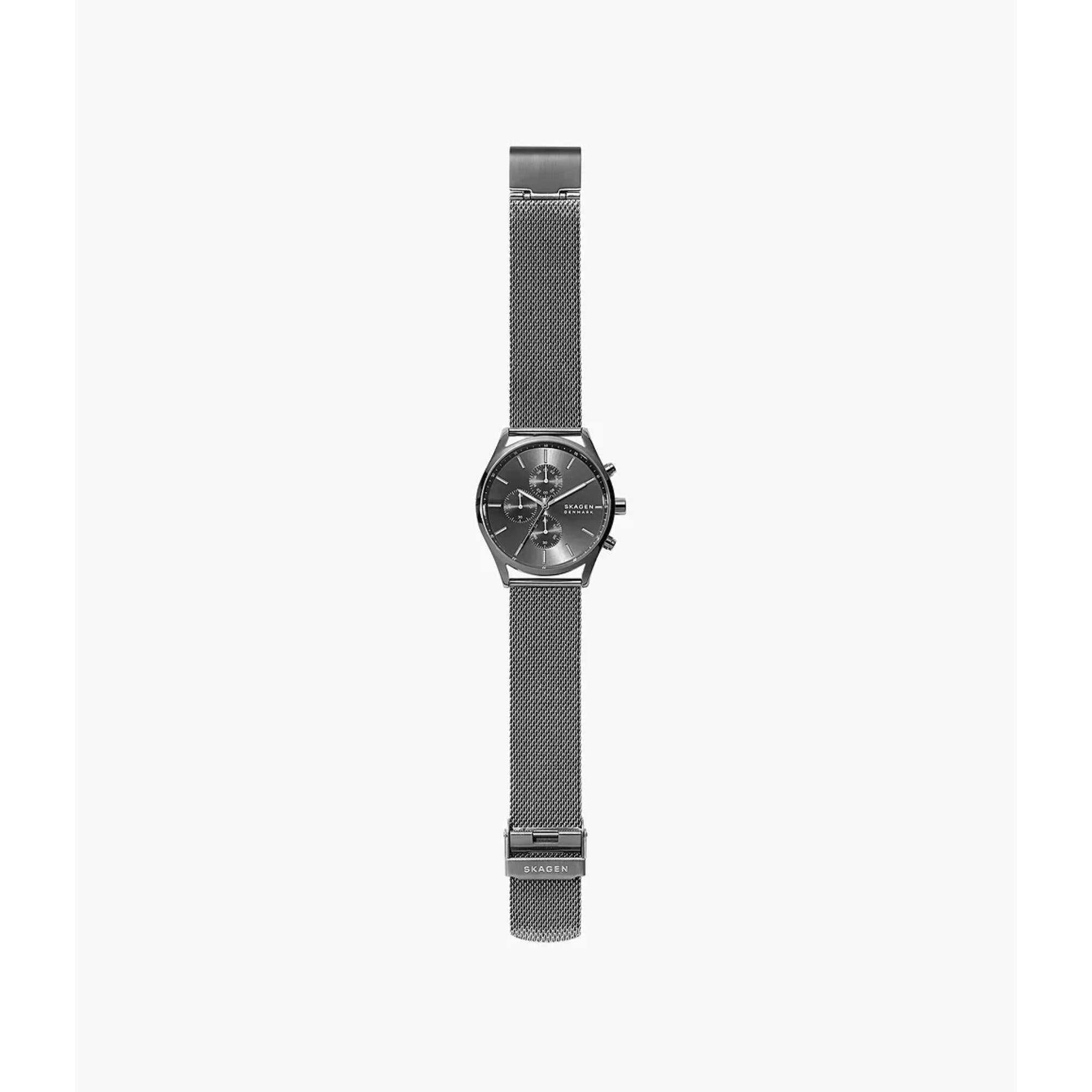 Skagen Holst Chronograph Charcoal Steel Mesh Strap Charcoal Dial Men’s Watch SKW6608