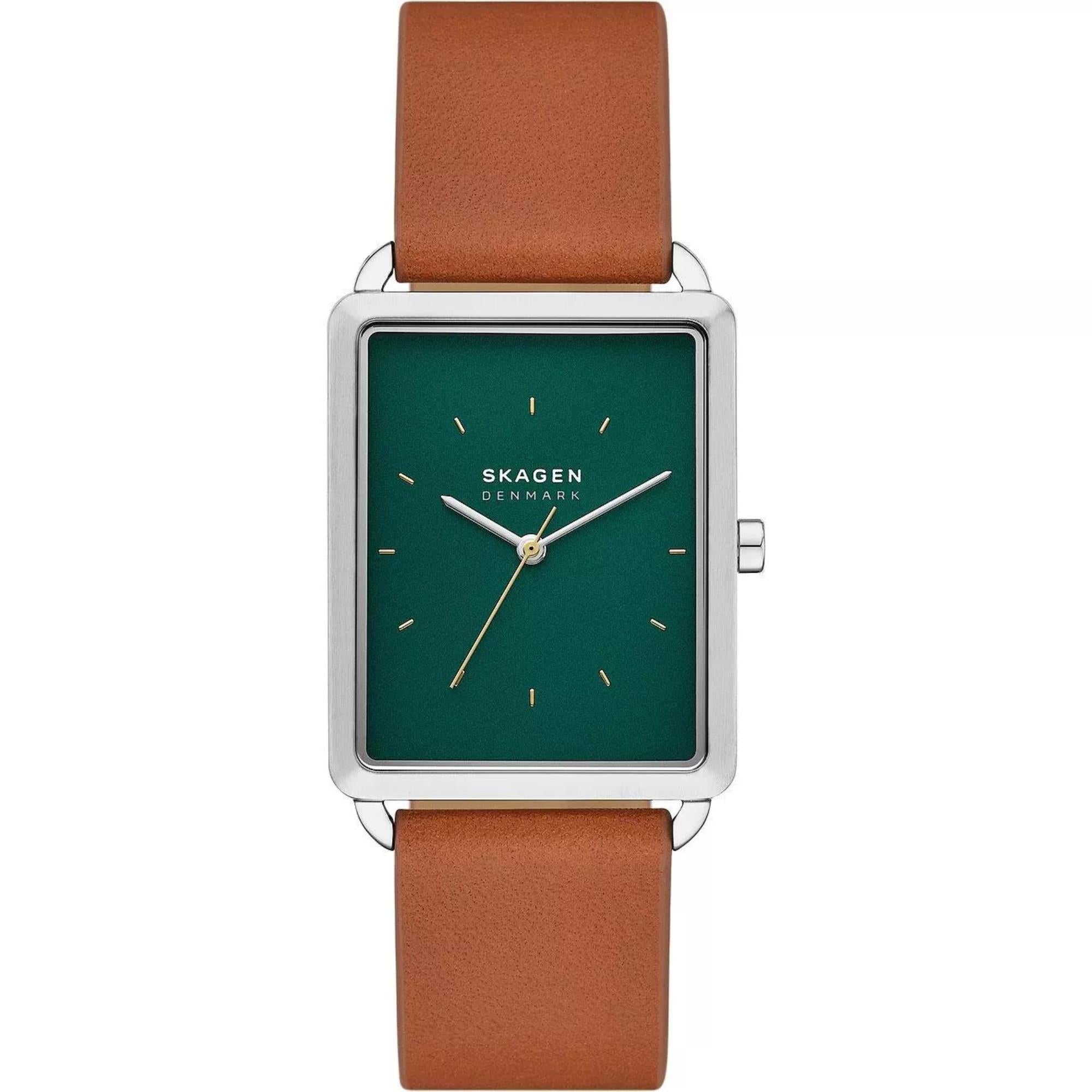 Skagen Hagen Brown Leather Strap Green Dial Men’s Watch SKW6931