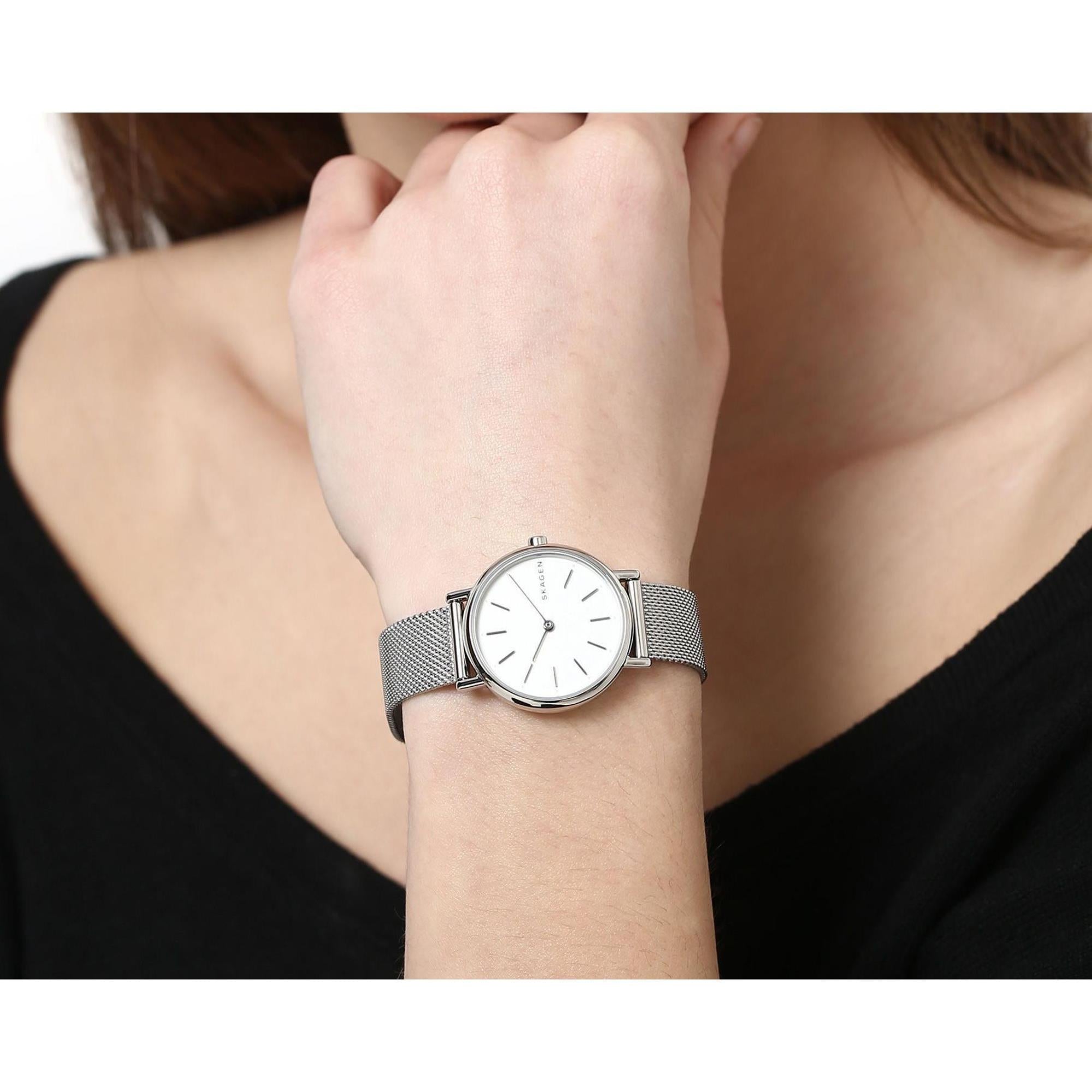 Skagen Signatur Lille Slim Steel Mesh White Dial Women’s Watch SKW2692