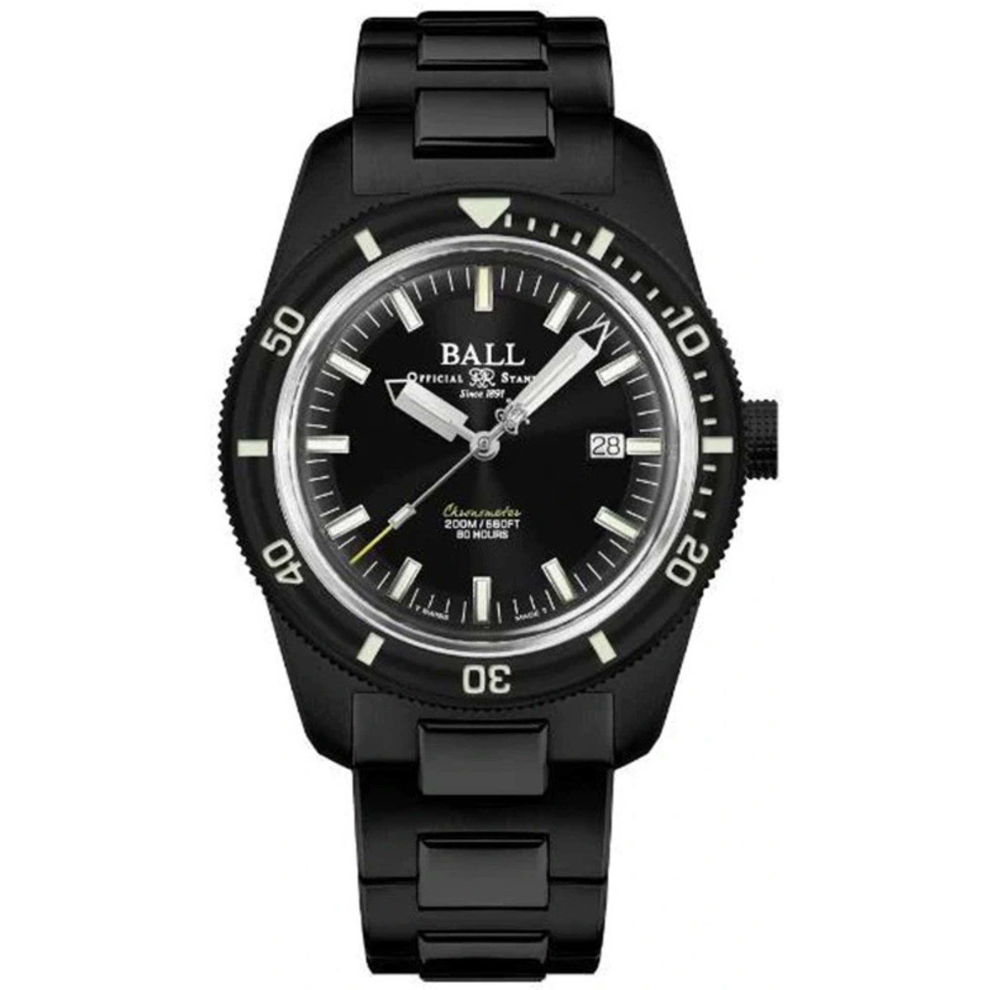 BALL Engineer II Skindiver Heritage Chronometer Black Dial Stainless Steel Men’s Watch DD3208B-S2C-BKR