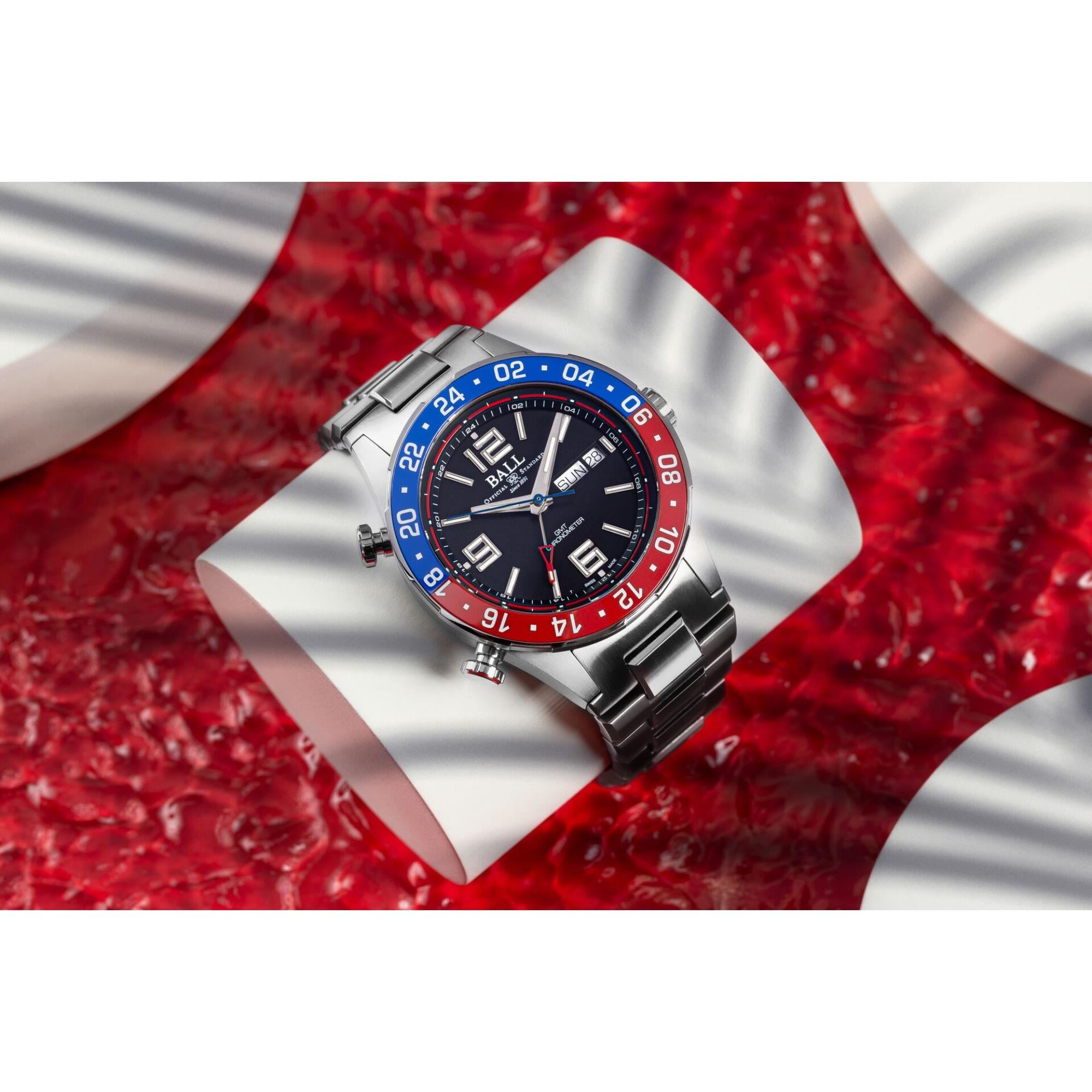 BALL Roadmaster Marine GMT Limited Edition Black Dial Stainless Steel Men’s Watch DG3030B-S4C-BK