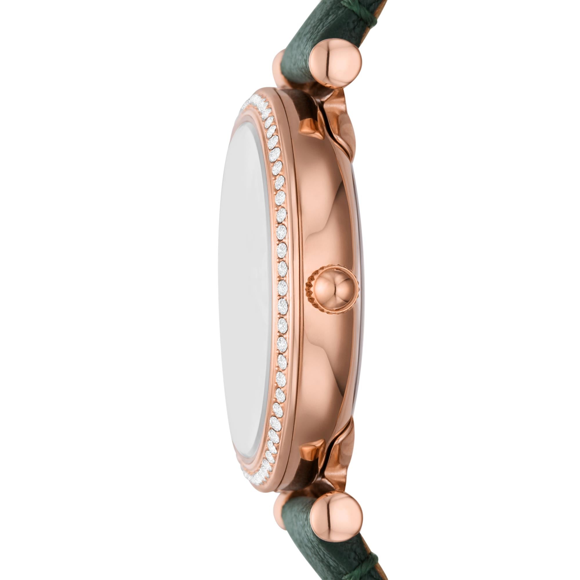 Fossil Carlie Green LiteHide™ Leather Green Dial Women’s Watch ES5370