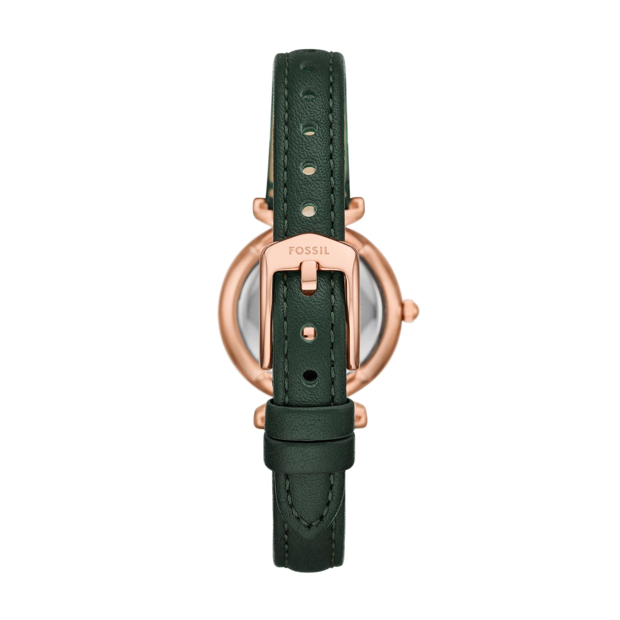 Fossil Carlie Green LiteHide™ Leather Green Dial Women’s Watch ES5370