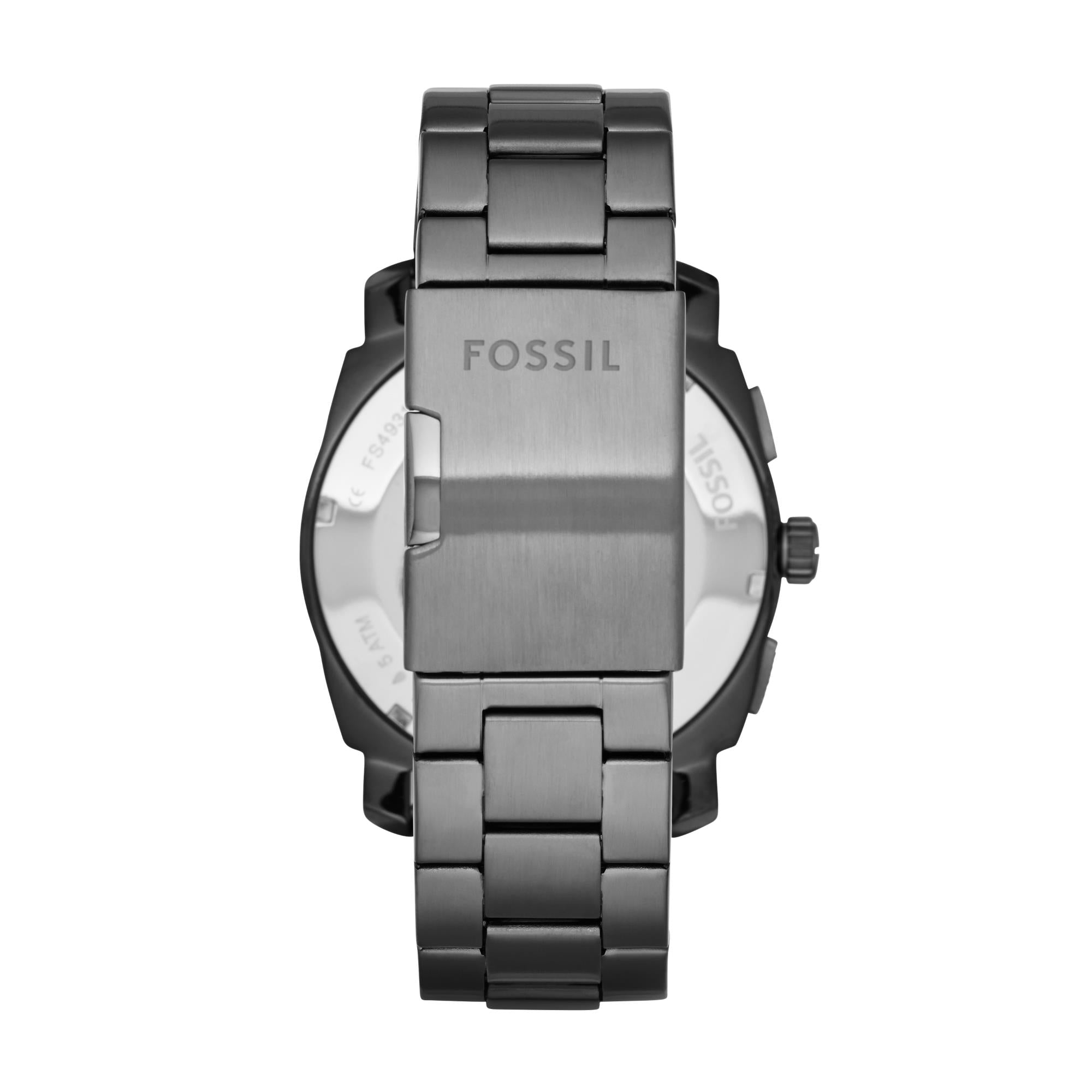 Fossil Machine Chronograph Smoke Stainless Steel Black Dial Men’s Watch FS4931