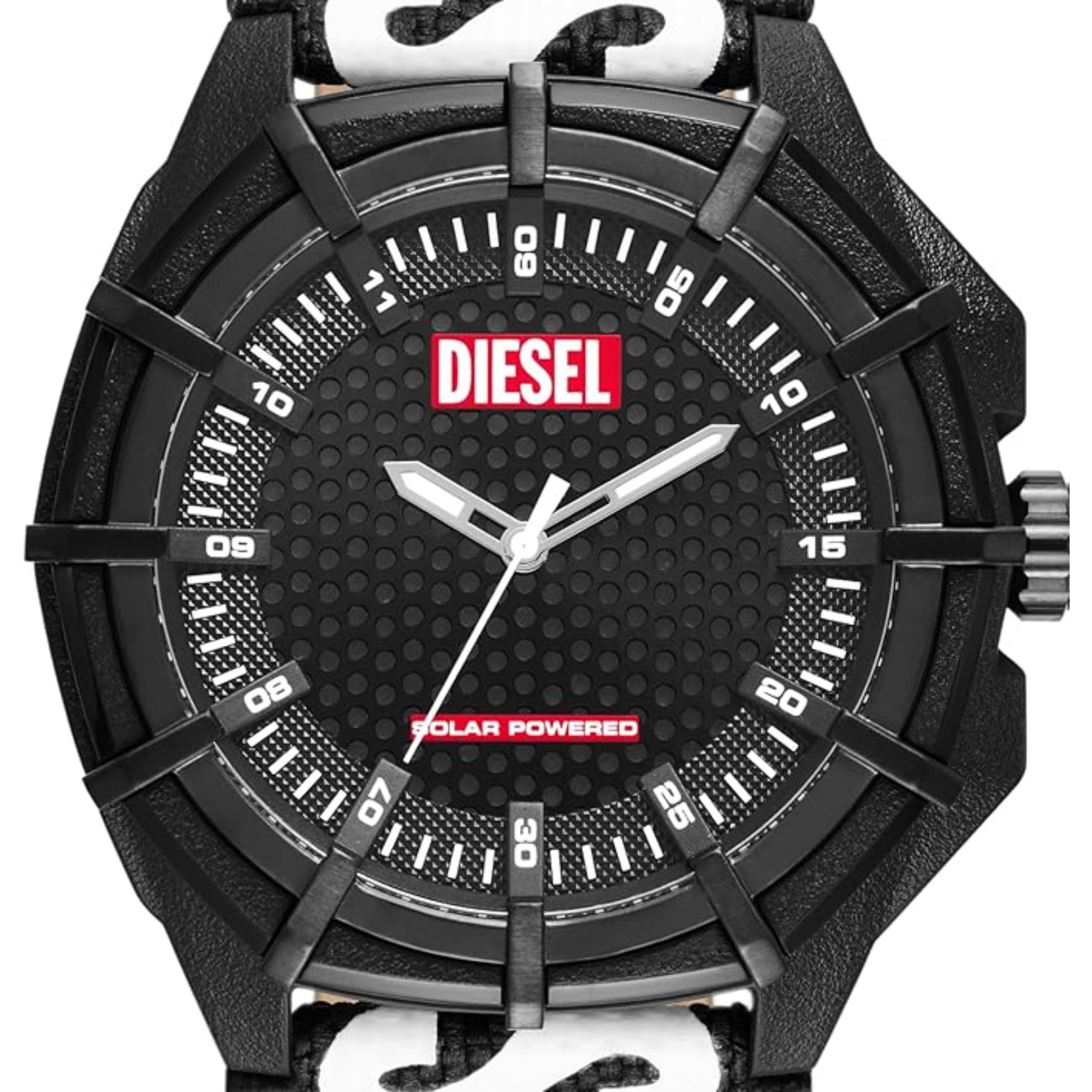 Diesel Framed Solar-Powered Black rPET Strap Black Dial Men’s Watch DZ4654