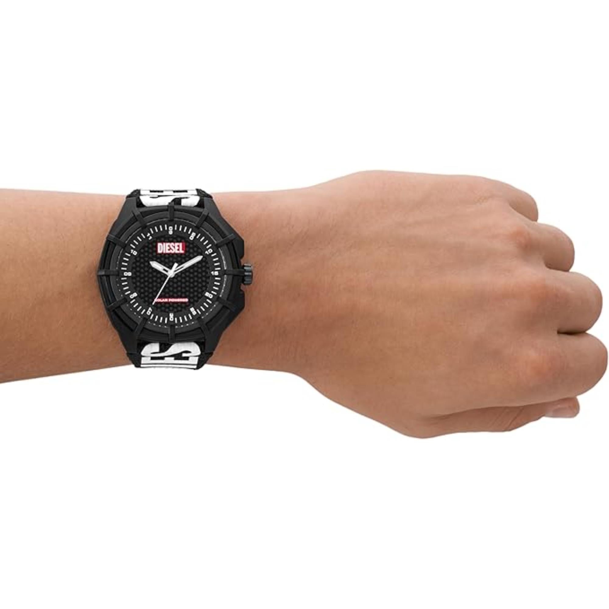 Diesel Framed Solar-Powered Black rPET Strap Black Dial Men’s Watch DZ4654