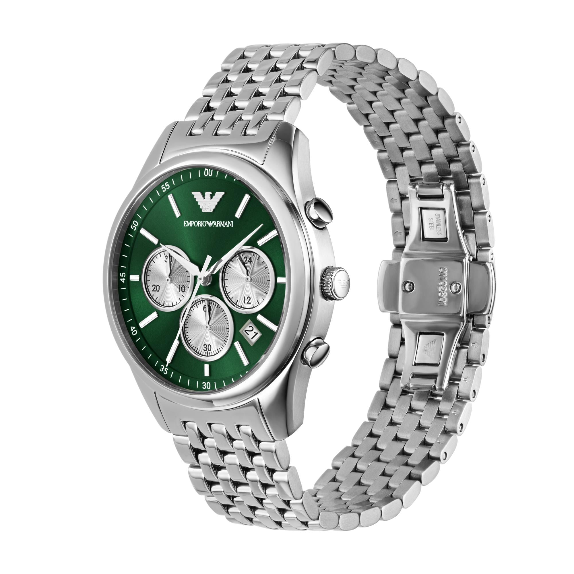 Emporio Armani Chronograph Stainless Steel Green Dial Men’s Watch AR11581