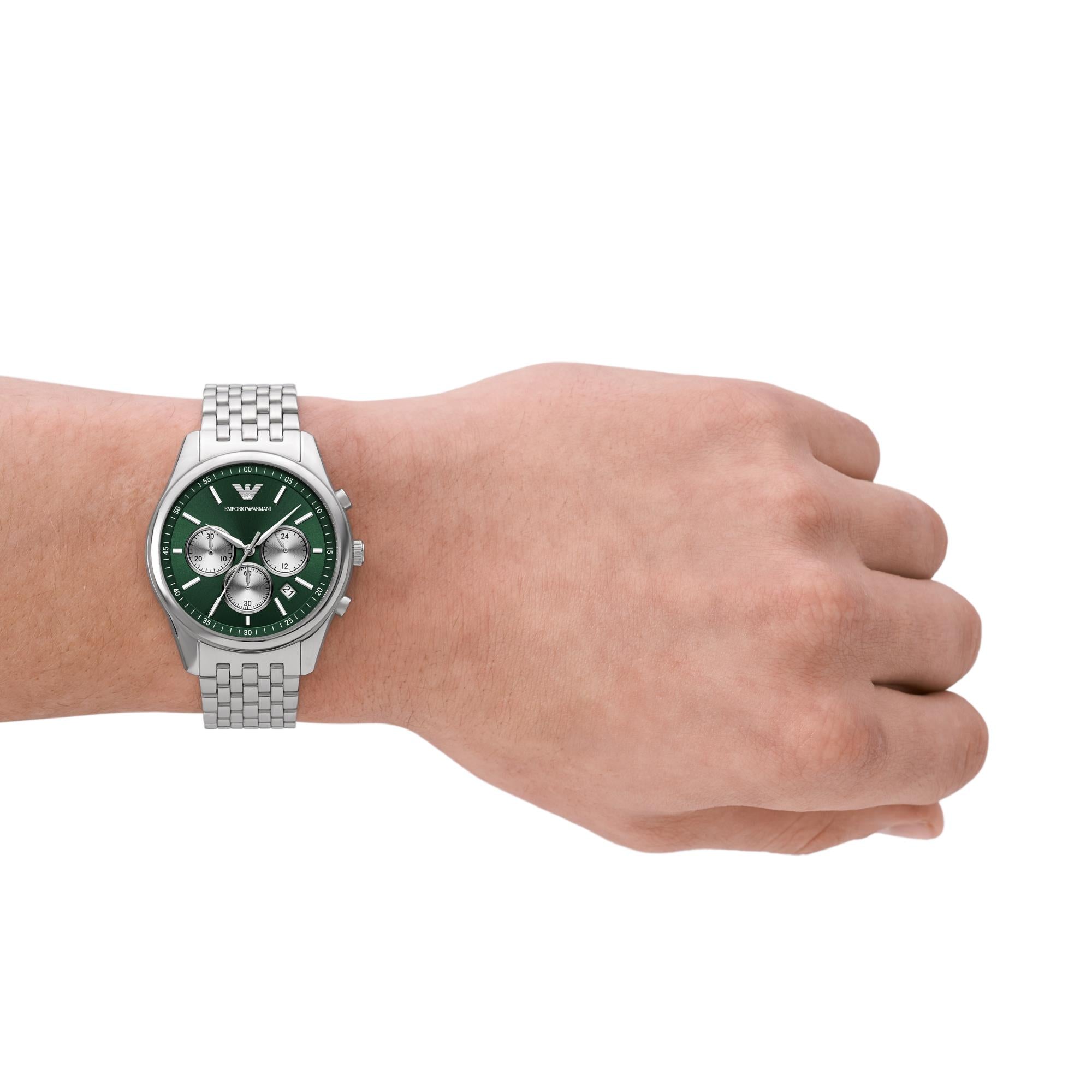 Emporio Armani Chronograph Stainless Steel Green Dial Men’s Watch AR11581