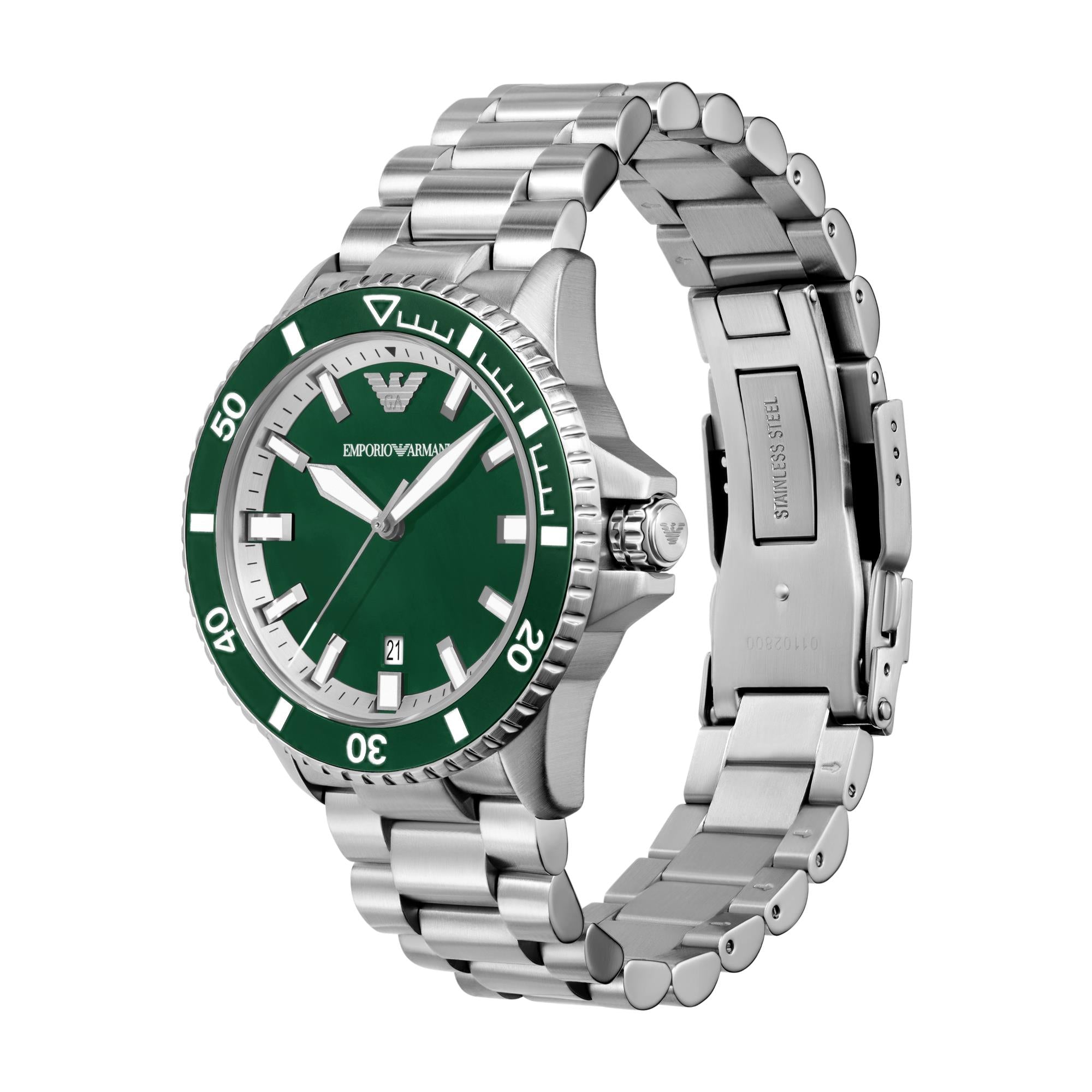 Emporio Armani Sea Explorer Automatic Stainless Steel Green Dial Men's Watch AR60080