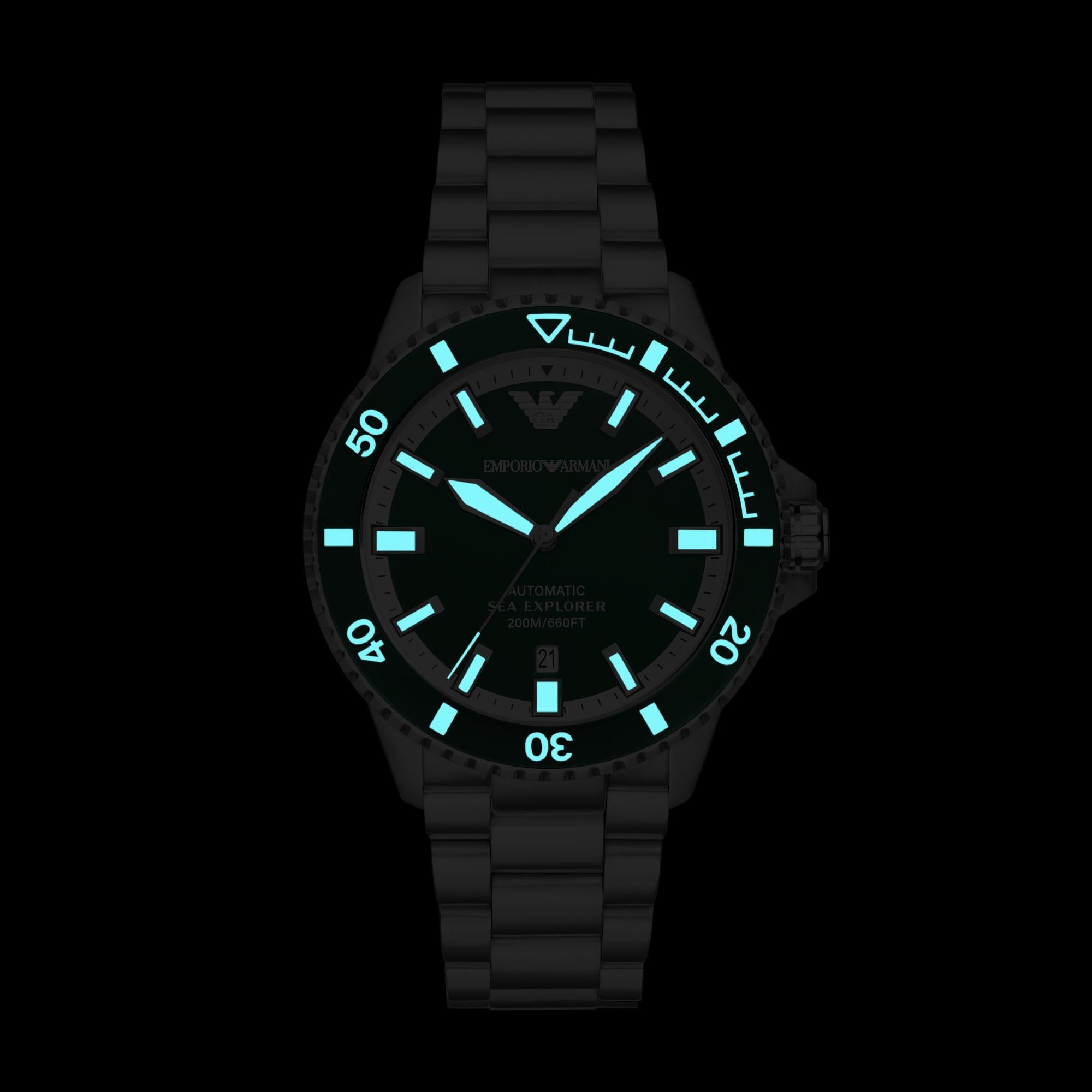 Emporio Armani Sea Explorer Automatic Stainless Steel Green Dial Men's Watch AR60080