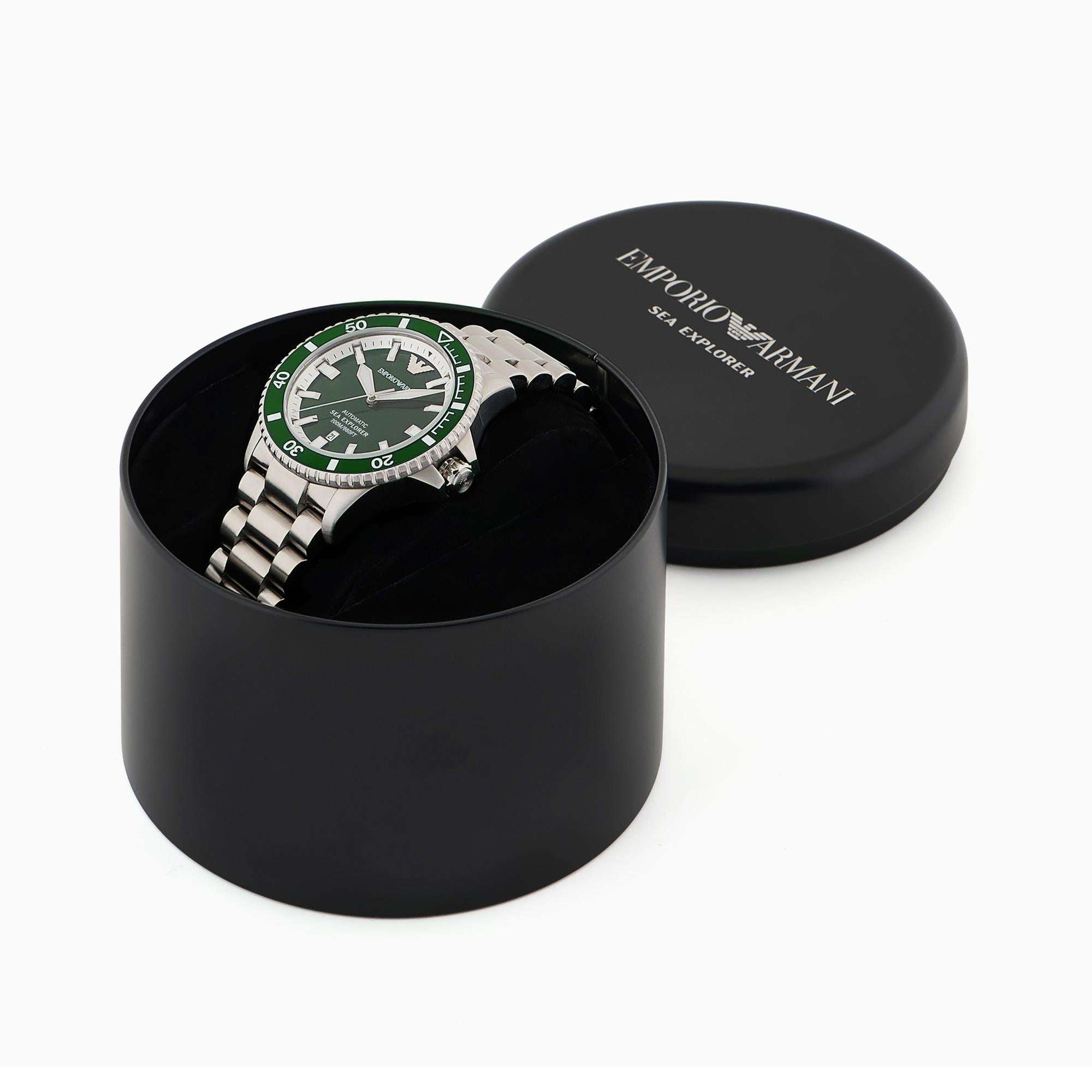 Emporio Armani Sea Explorer Automatic Stainless Steel Green Dial Men's Watch AR60080