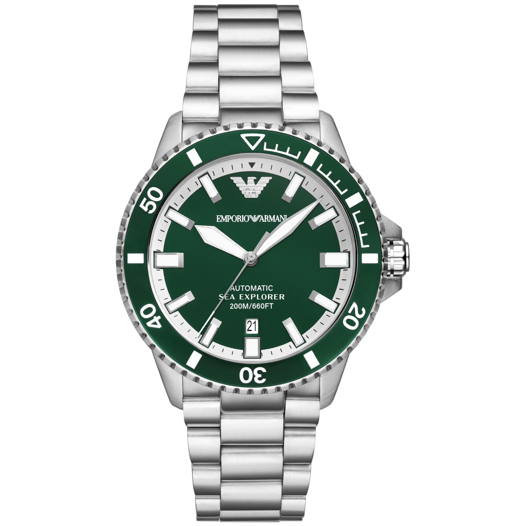 Emporio Armani Sea Explorer Automatic Stainless Steel Green Dial Men's Watch AR60080