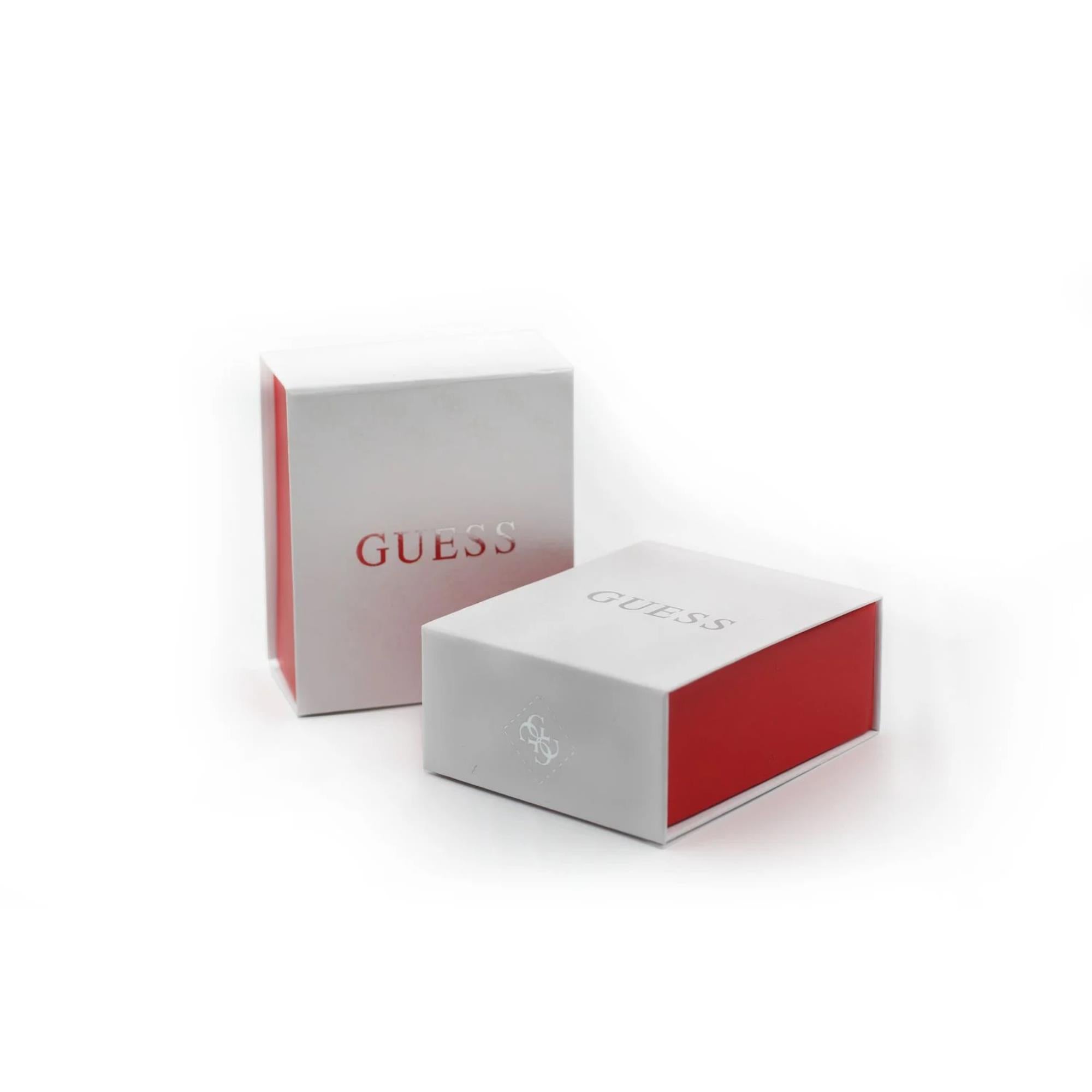 Guess Women’s Love Me Tender Rhodium and Rose Gold-Plated Double Heart Paper link Necklace UBN03234RHRG