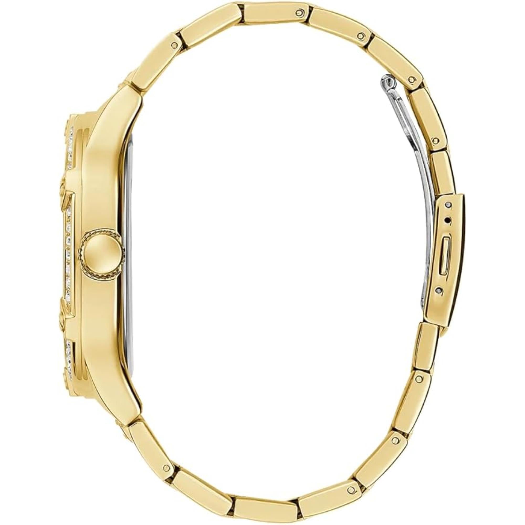 Guess Men's Black and Gold Crystal Dial Gold Tone Stainless Steel Bracelet Watch GW0576G2