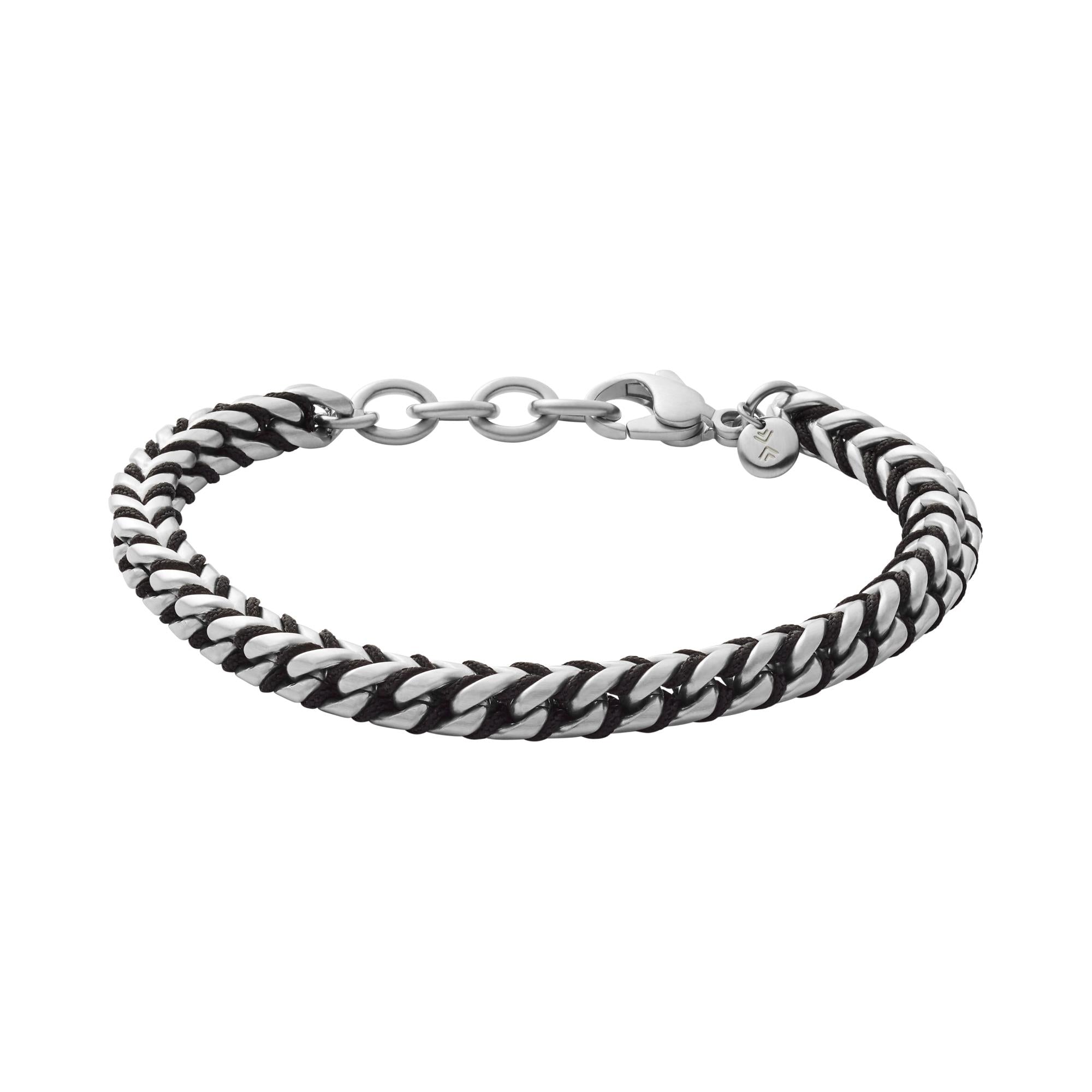 Skagen Hulsten Silver-Tone Stainless Steel and Black Nylon Men's Bracelet SKJM0170040