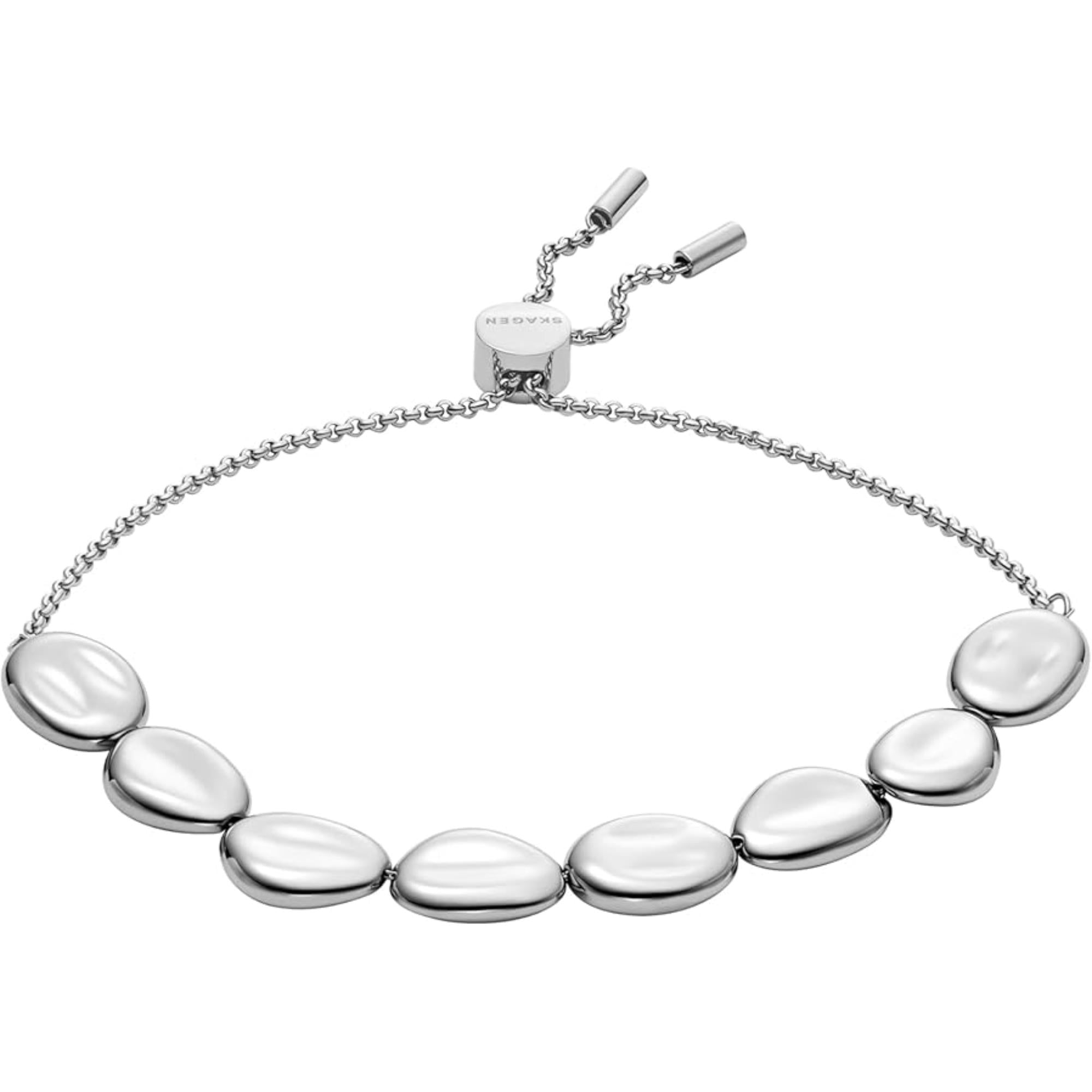 Skagen Anja Pebble Silver Stainless Steel Beaded Station Women's Bracelet SKJ1832040