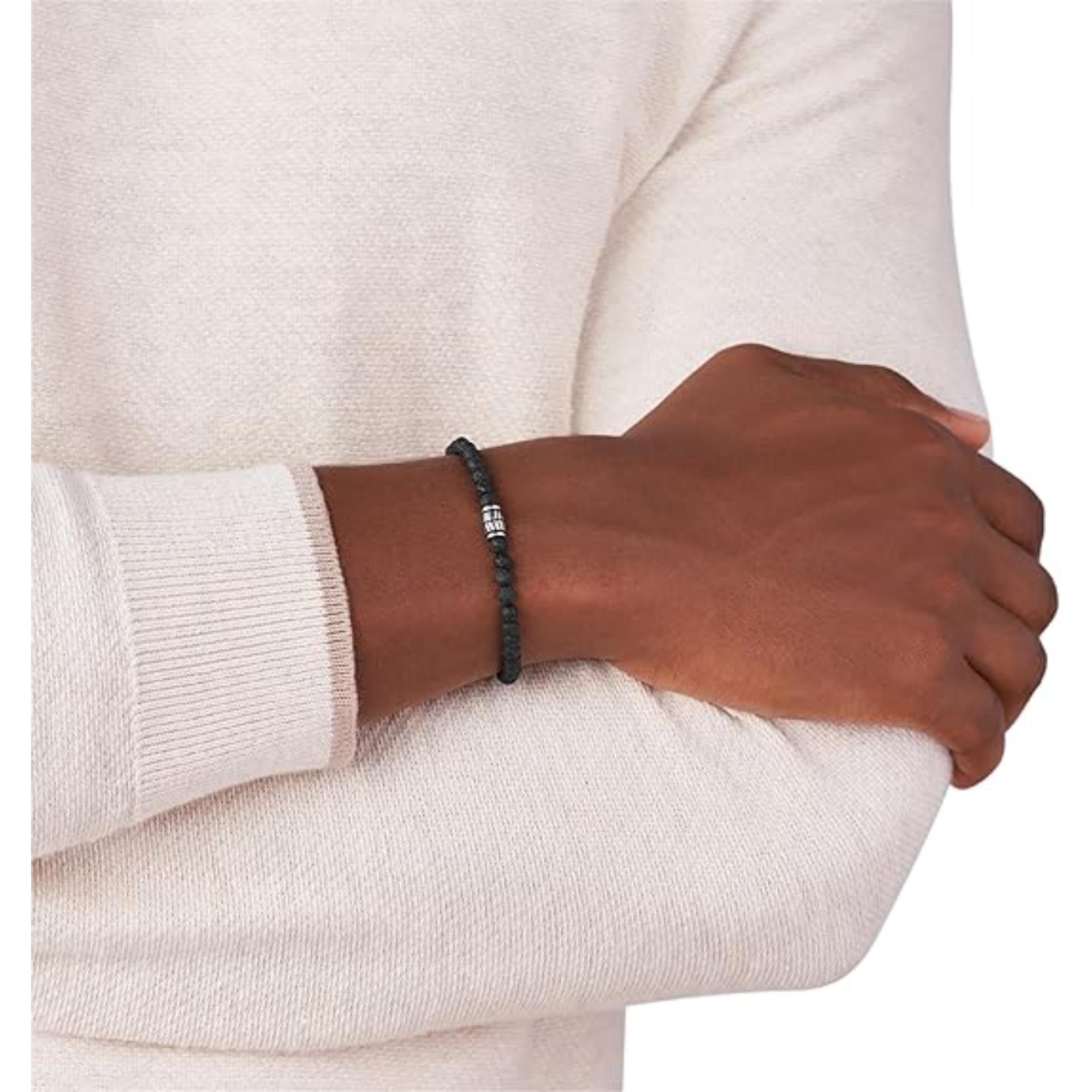 Fossil Black Semi-Precious Men's Bracelet JF02887040
