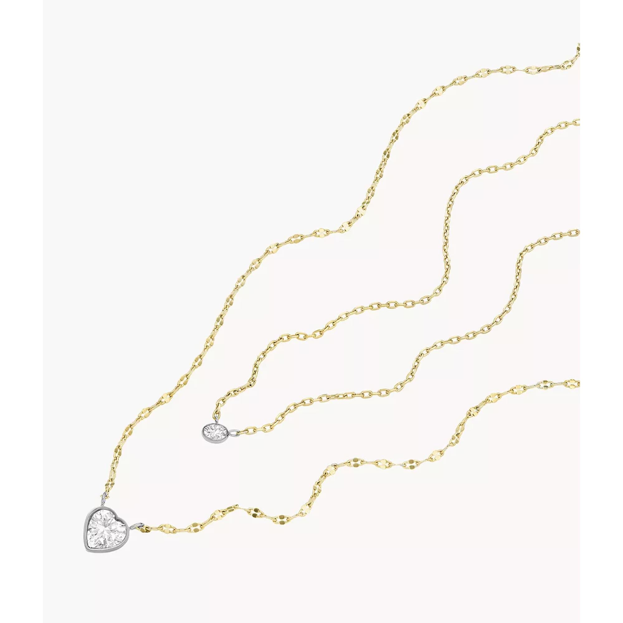 Fossil Sadie Tokens Of Affection Two-Tone Stainless Steel Chain Women's Necklace JF04357998