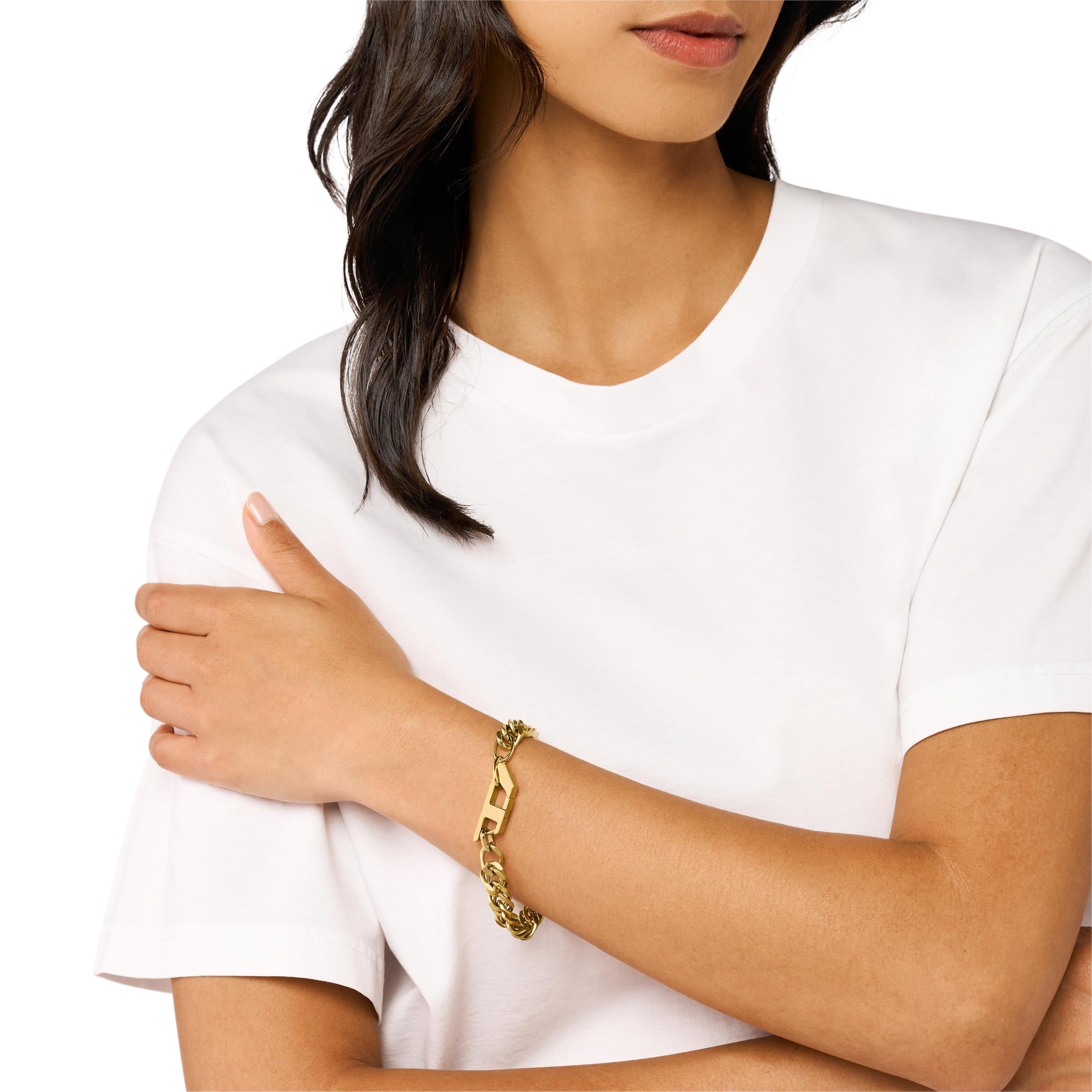 Diesel Matte Gold-Tone Stainless Steel Chain Link Unisex Bracelet DX1511710