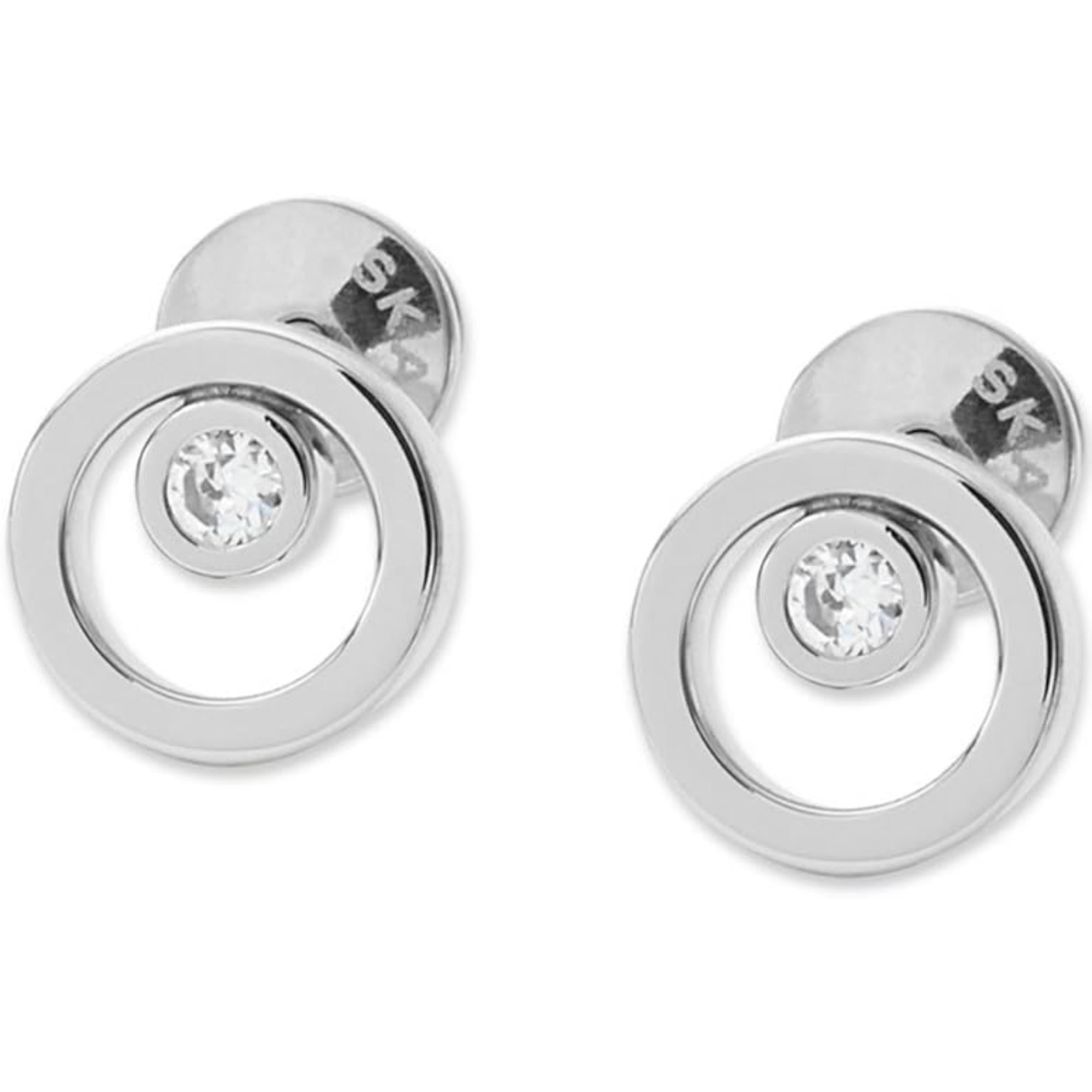 Skagen Linje Modern Silver-Tone Circle Stud Women's Earrings SKJ0836040