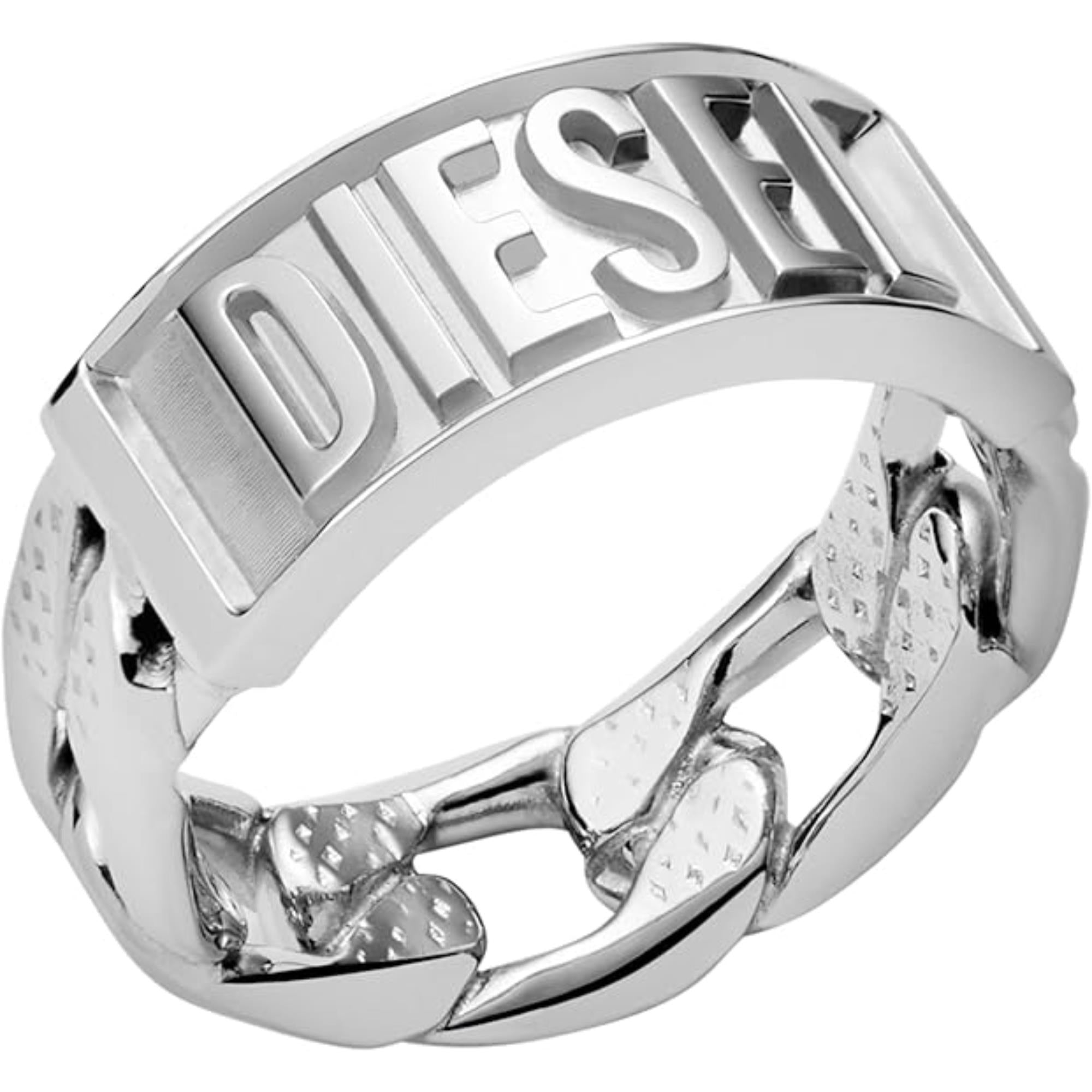 DIESEL Engraved Logo Stainless Steel Ring Silver for Men DX1347040-10