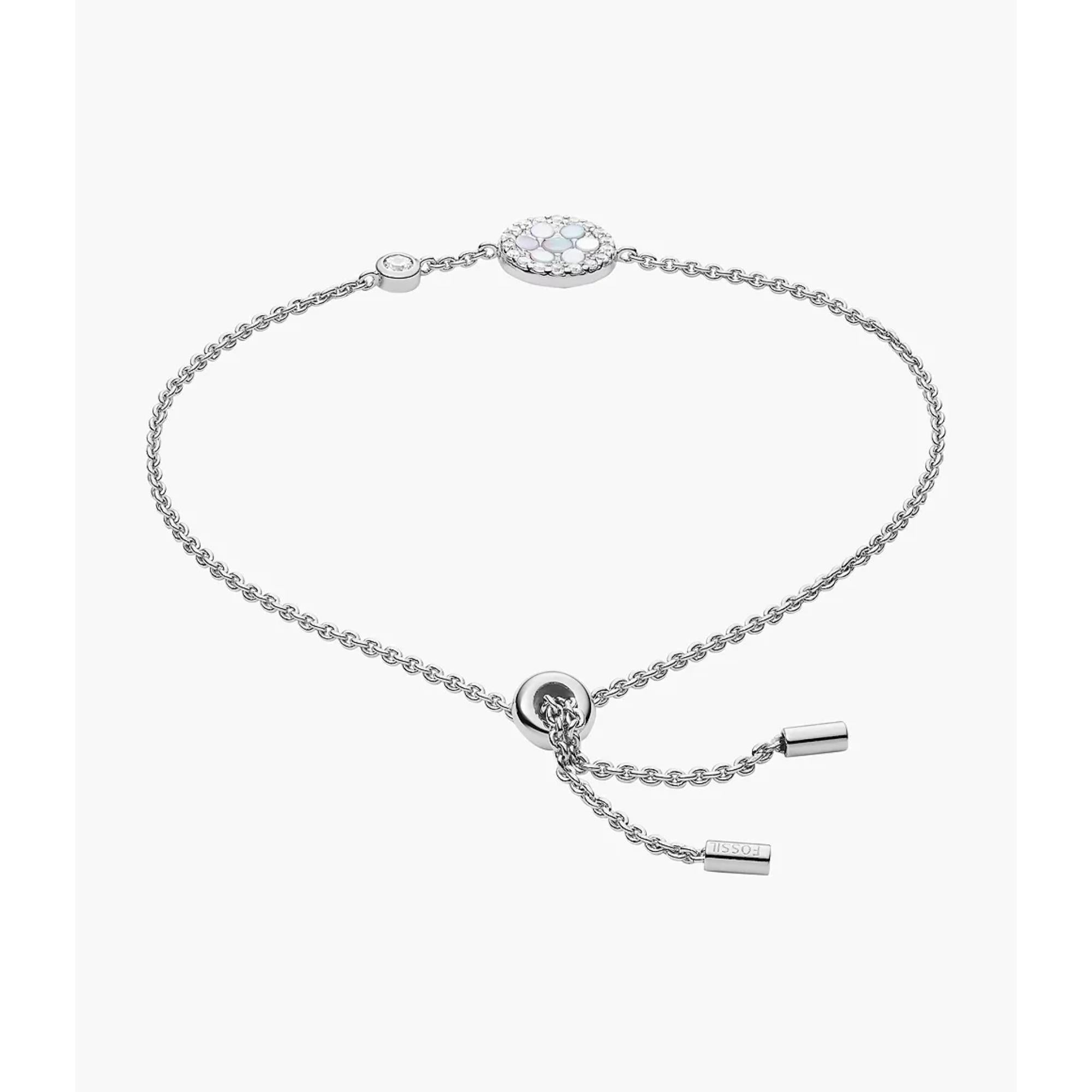 Fossil Sterling Mother-of-Pearl Sterling Silver Station Women's Bracelet JFS00519040