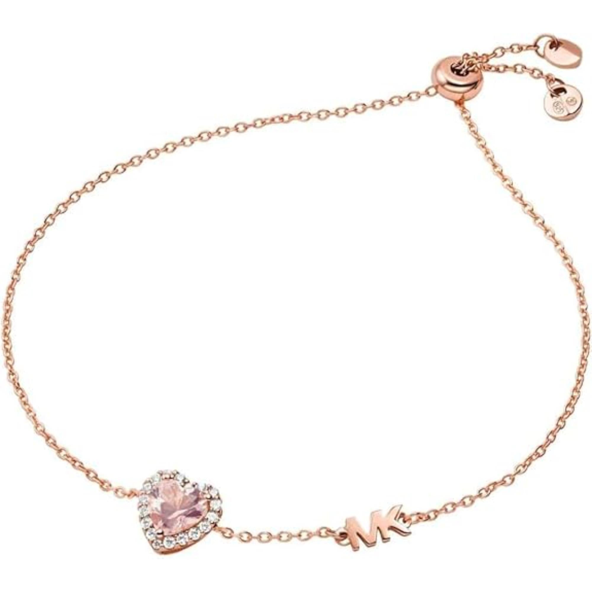 Michael Kors 14K Rose Gold-Plated Sterling Silver Heart-Cut Slider Women's Bracelet MKC1518A2791