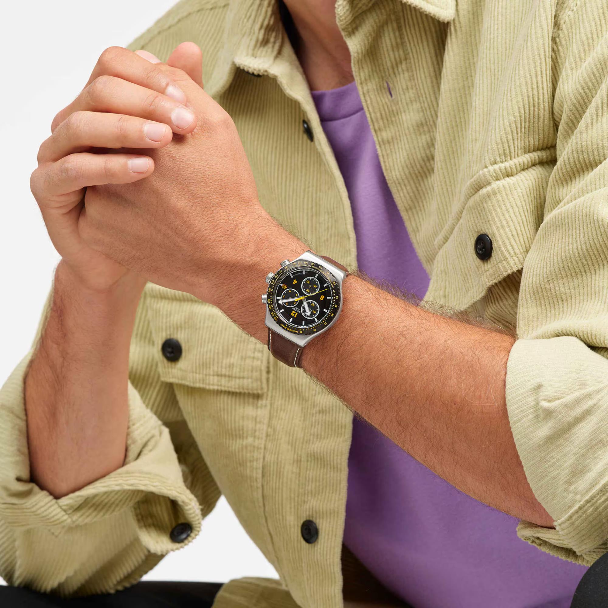 Swatch Canyon Chaser Unisex Black Dial Watch YVS530