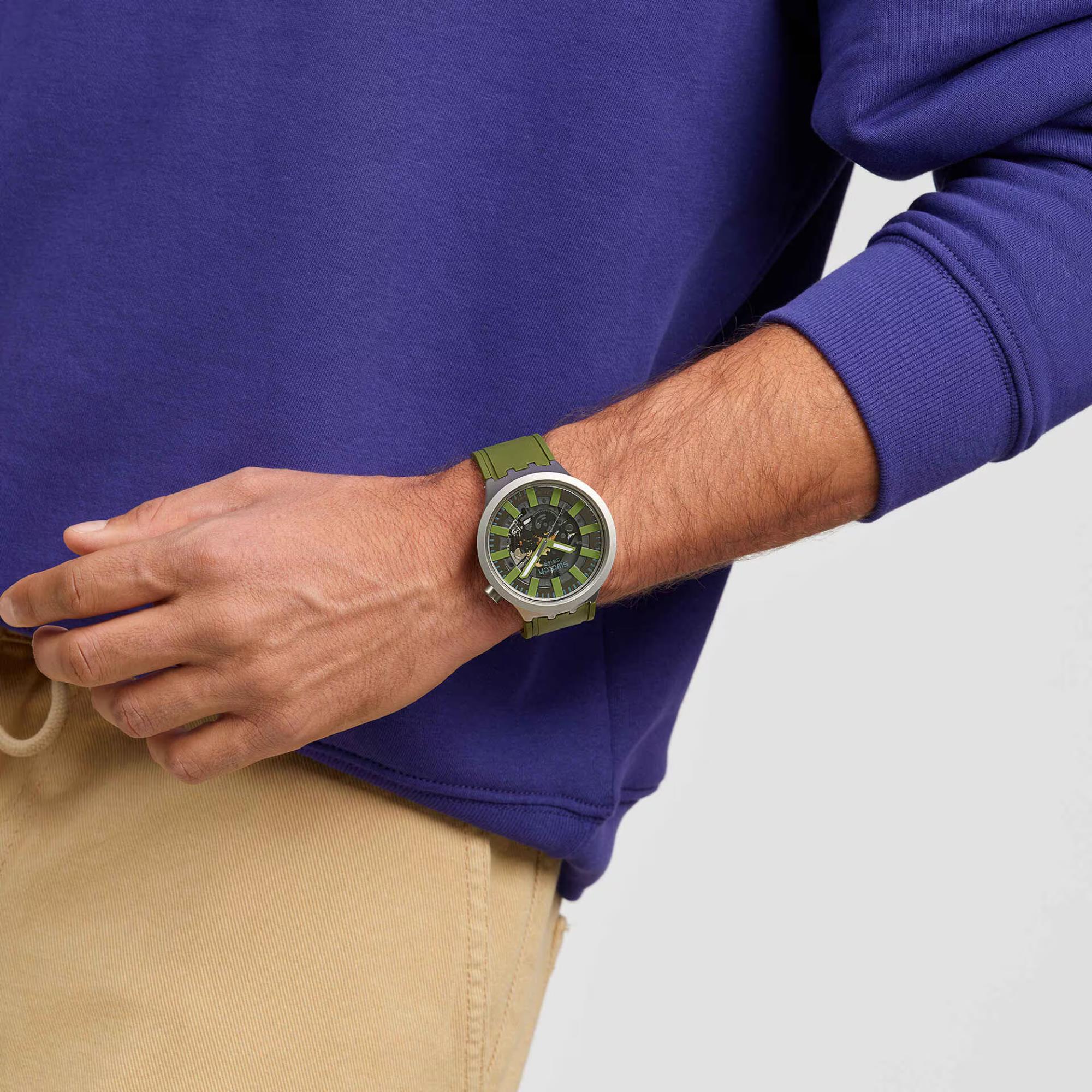 Swatch Thru The Underbrush Unisex Green Dial Watch SB07S118