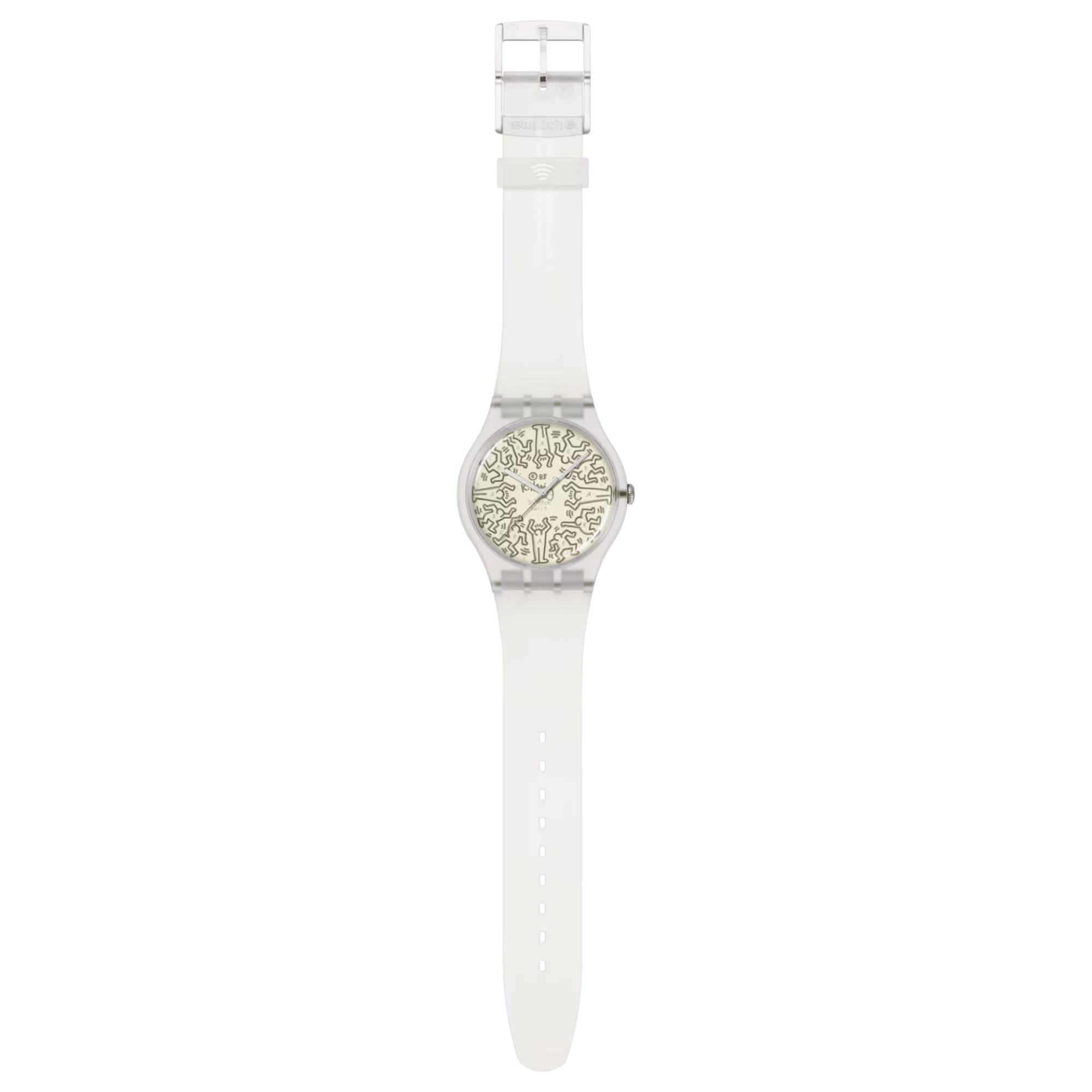 Swatch From The Archive Pay! Beige Dial Silicone Strap Unisex Watch SO29Z146-5300