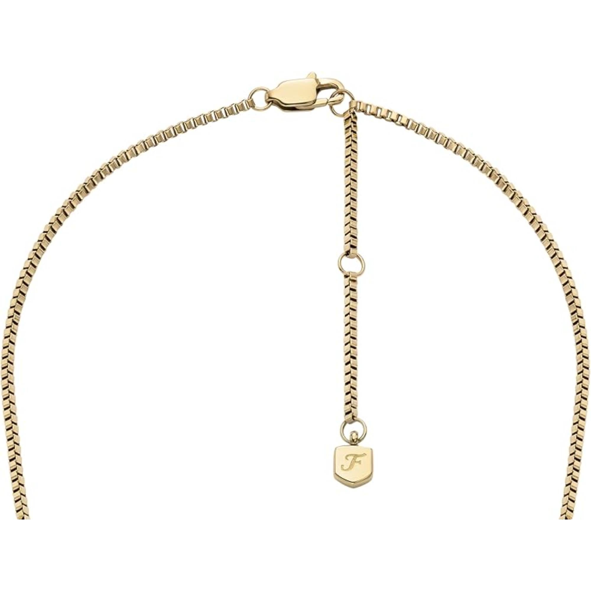 Fossil All Stacked Up Gold-Tone Stainless Steel Beaded Women's Necklace JA7248710