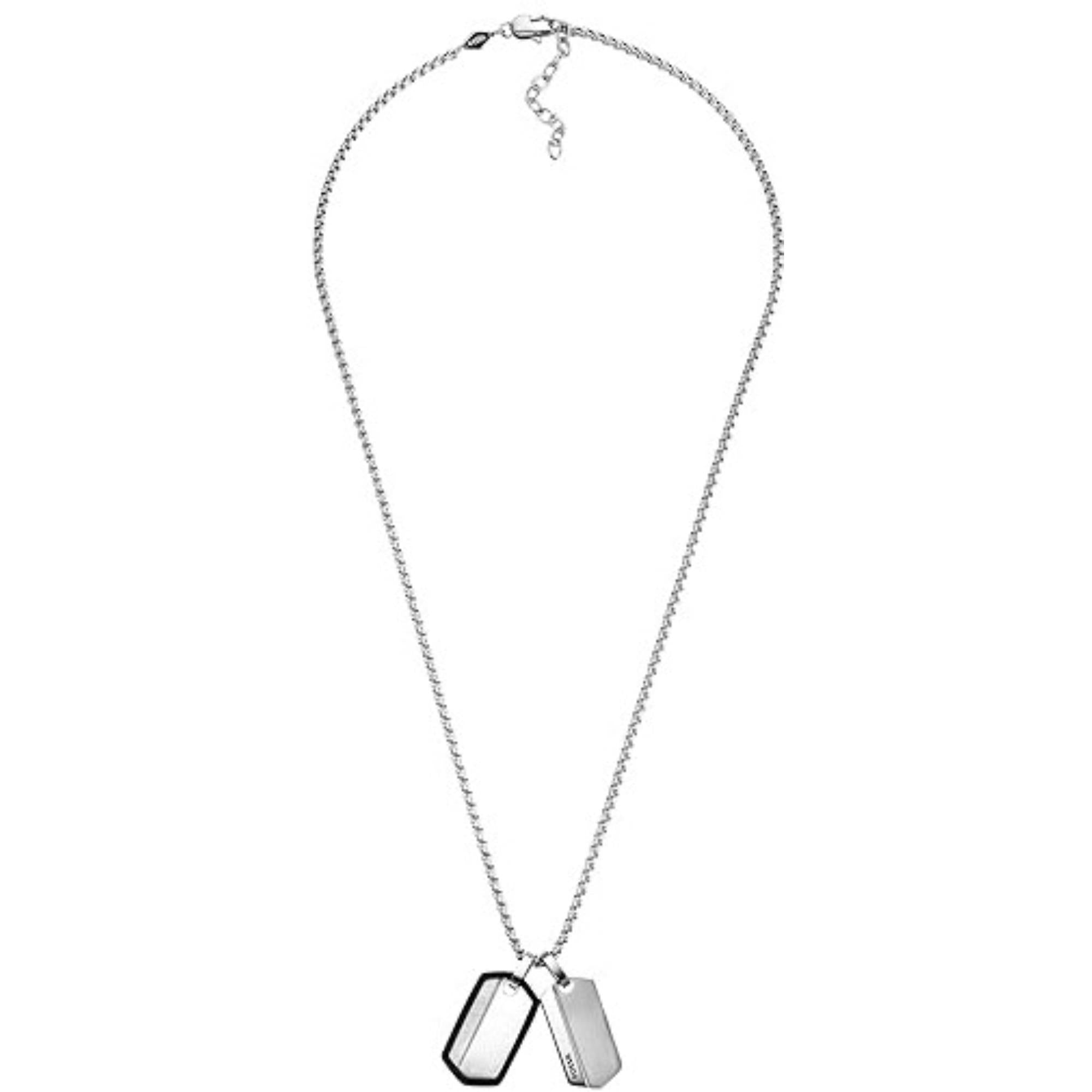 Fossil Chevron Stainless Steel Dog Tag Men's Necklace JF03996040