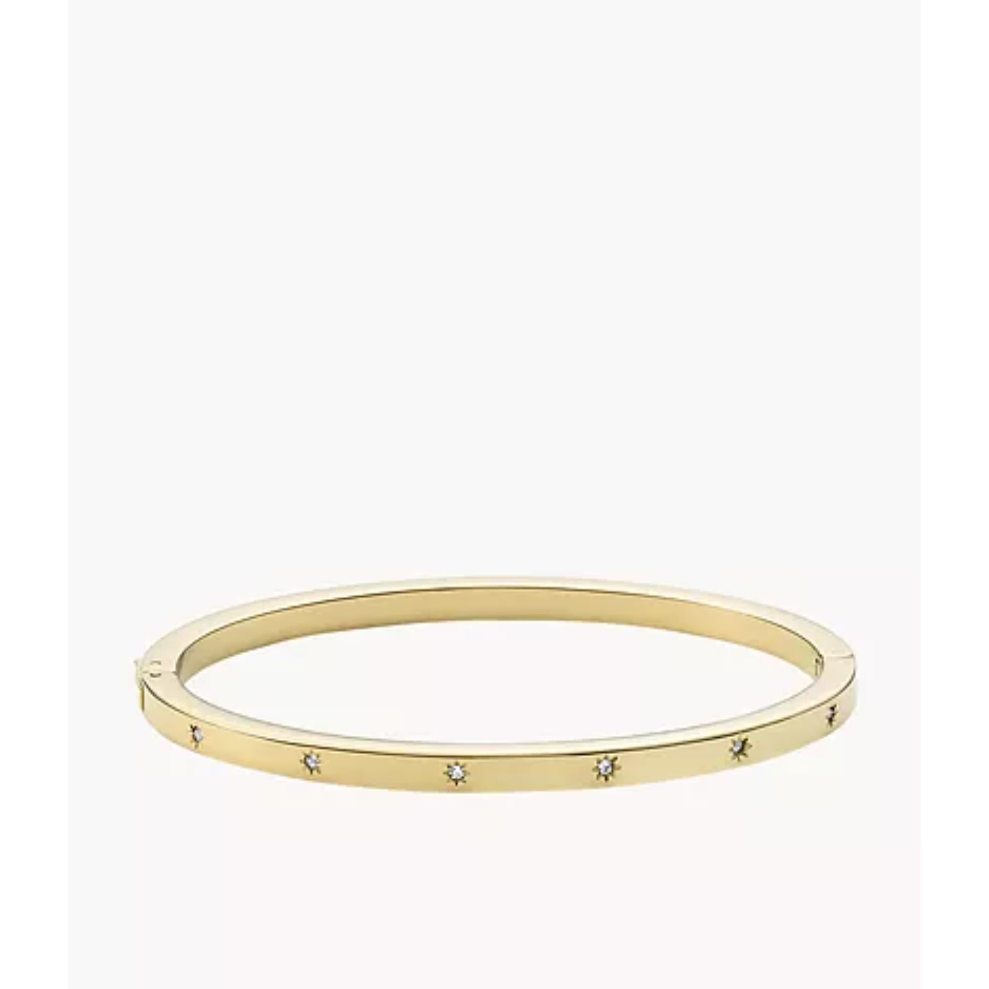 Fossil Sadie Shine Bright Gold-Tone Stainless Steel Cuff Women's Bracelet JF03872710