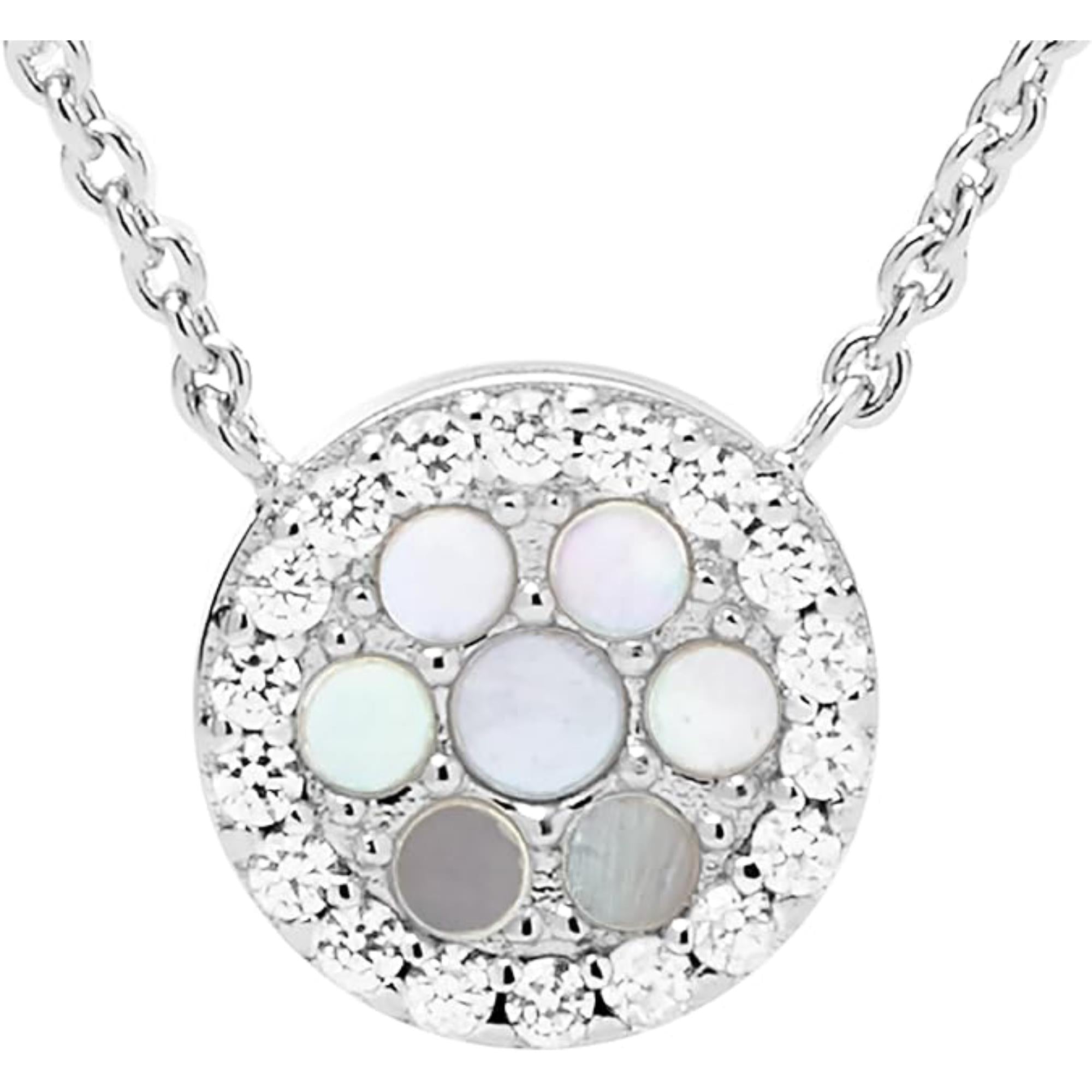 Fossil Sterling Mother-of-Pearl Sterling Silver Pendant Women's Necklace JFS00520040