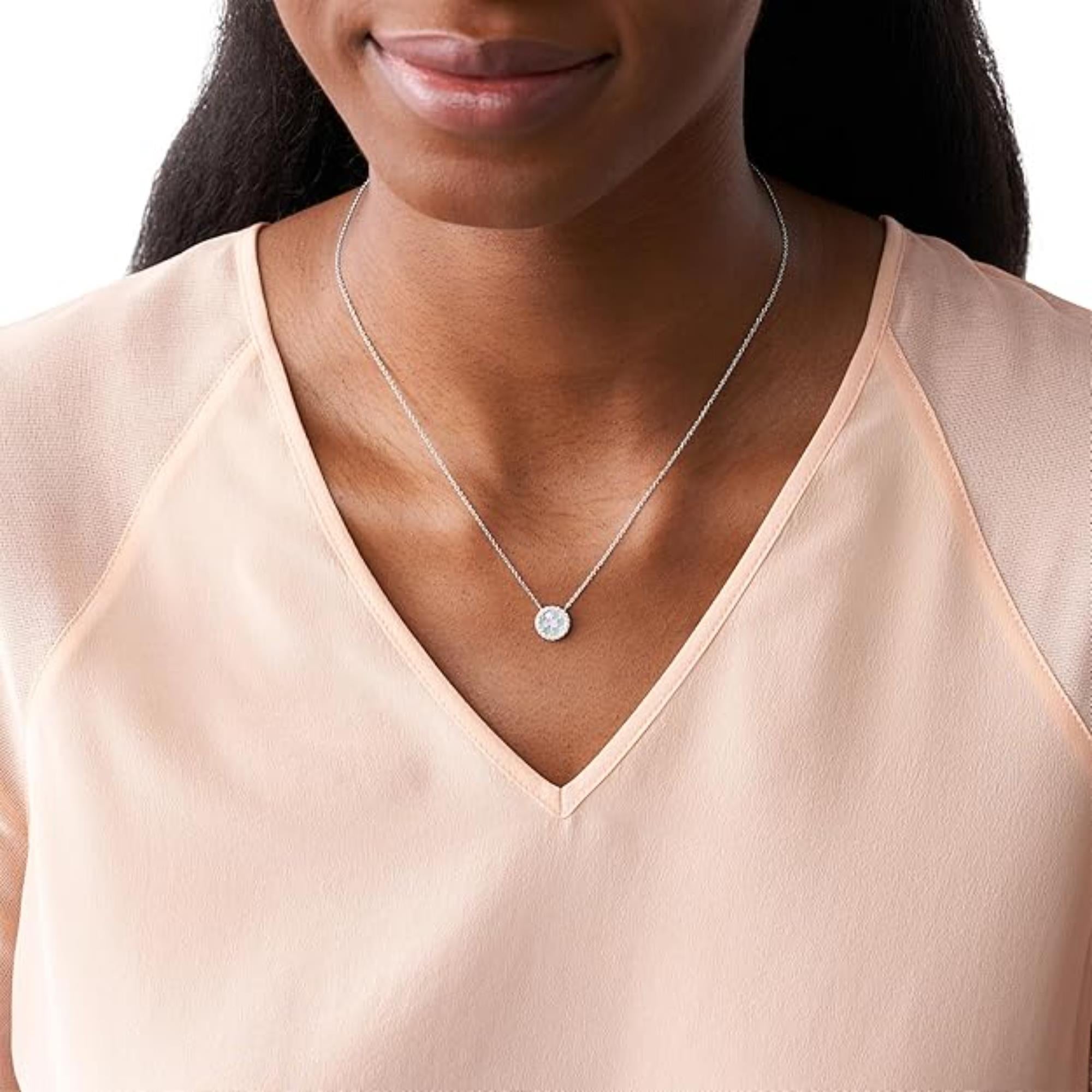 Fossil Sterling Mother-of-Pearl Sterling Silver Pendant Women's Necklace JFS00520040