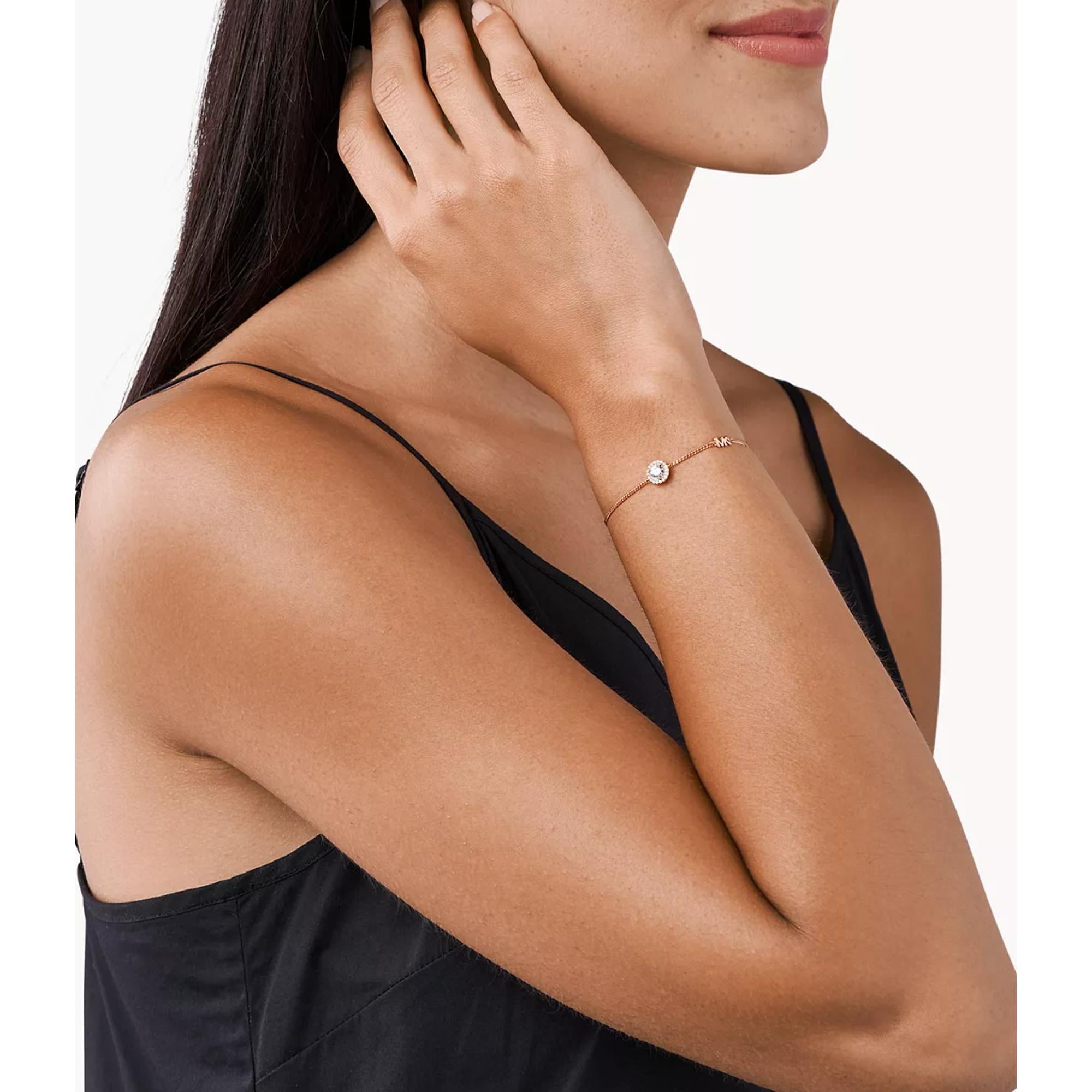 Michael Kors 14k Rose Gold- Plated Sterling Silver Halo Slider Women’s Bracelet MKC1206AN791