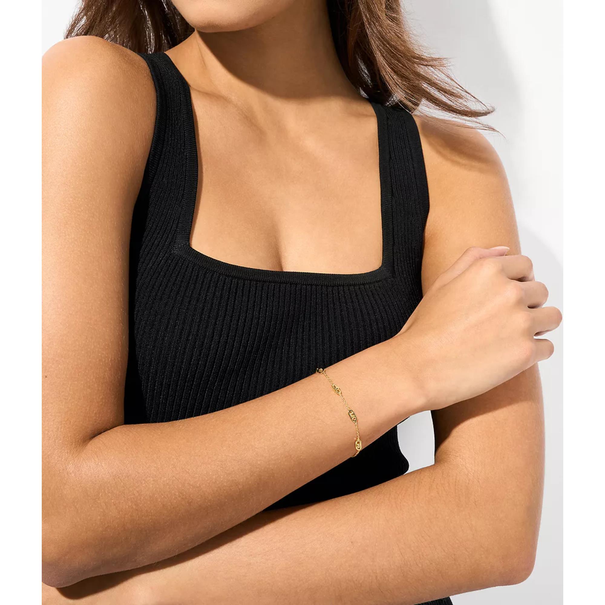 Michael Kors 14K Gold-Plated Sterling Silver Astor Link Station Women's Bracelet MKC173600710