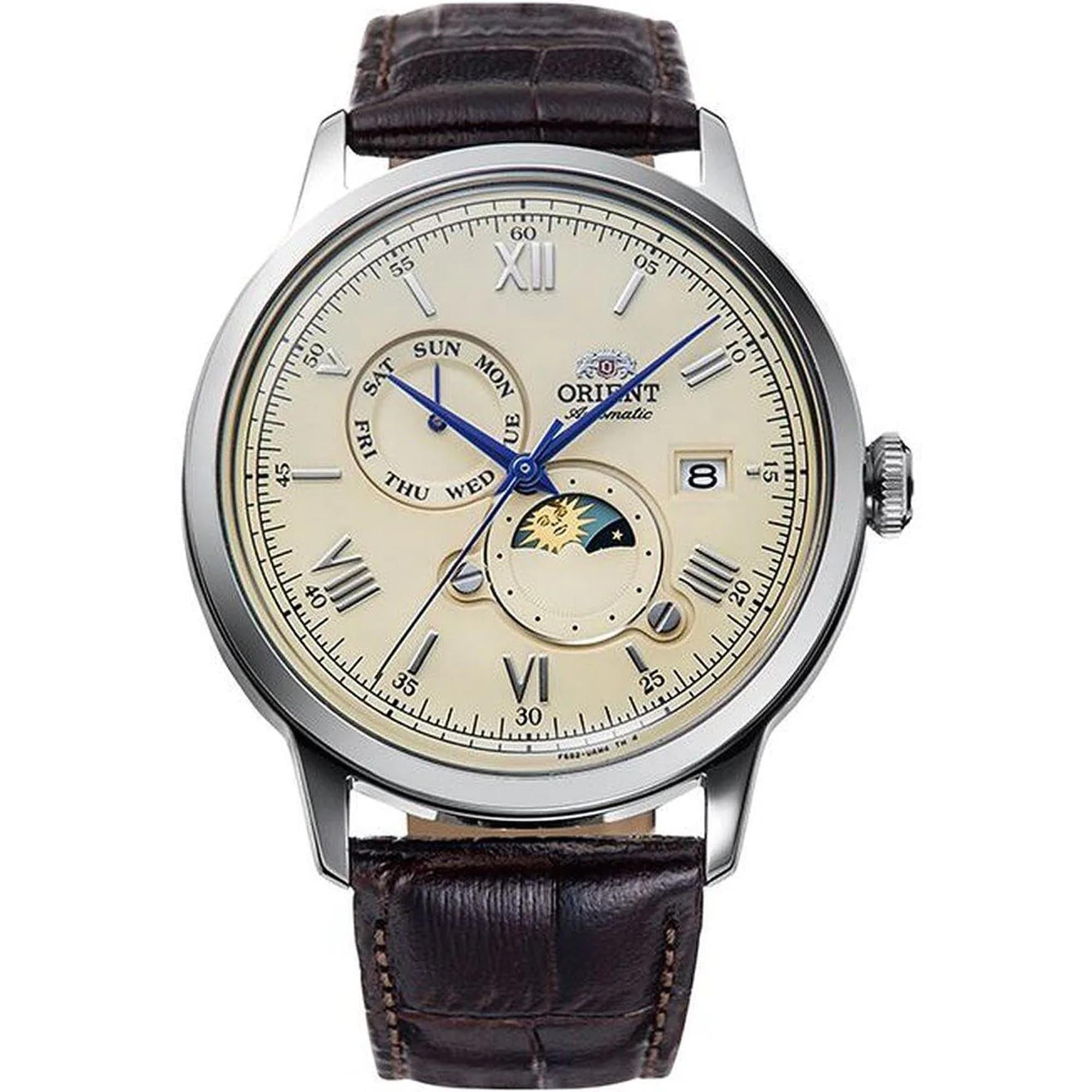 Orient Bambino Sun & Moon Automatic Beige Dial Men's Watch RA-AK0803Y30B