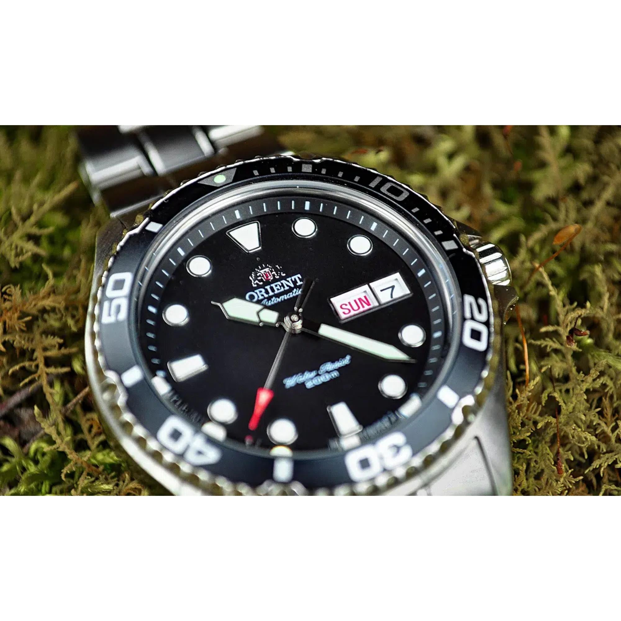 Orient Mako Ray II Automatic Black Dial Steel Strap Men's Dive Watch TAA02004B9