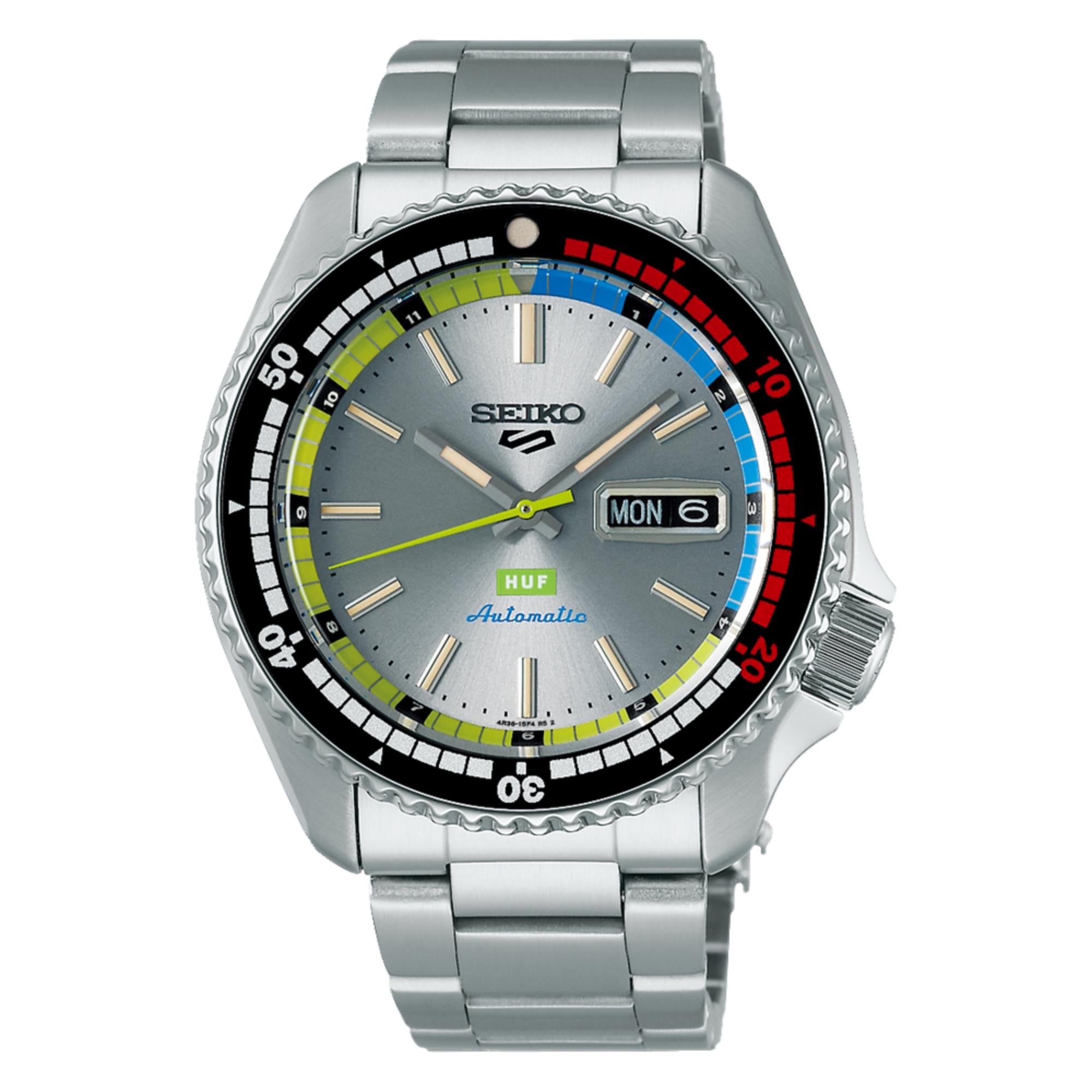 Seiko 5 Sports x HUF Limited Edition Collaboration II Silver Dial Men's Watch SRPL33K1