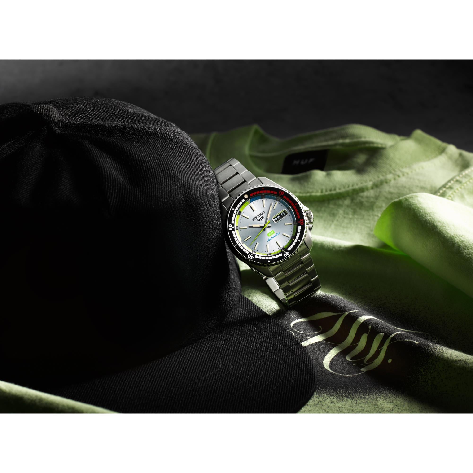 Seiko 5 Sports x HUF Limited Edition Collaboration II Silver Dial Men's Watch SRPL33K1