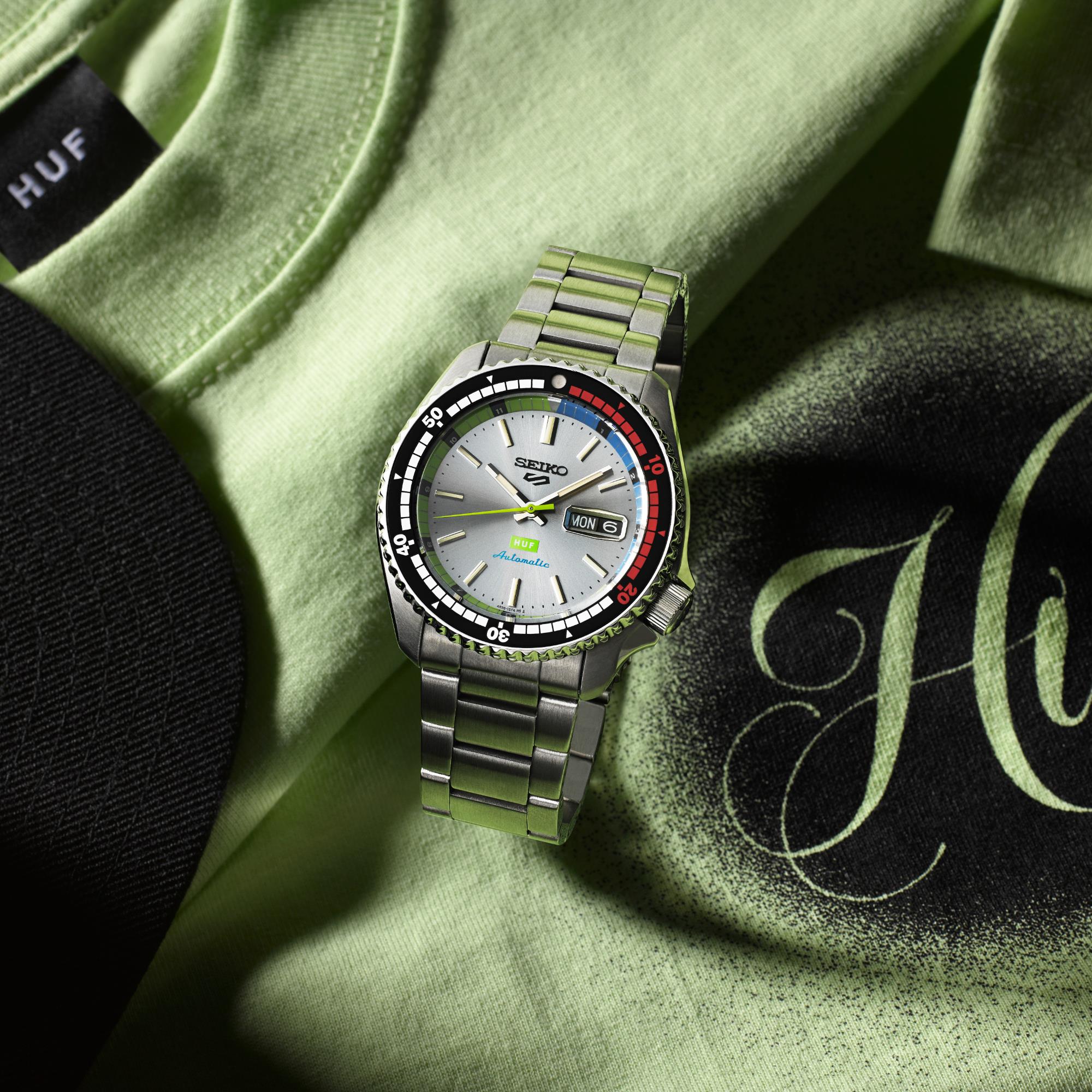 Seiko 5 Sports x HUF Limited Edition Collaboration II Silver Dial Men's Watch SRPL33K1